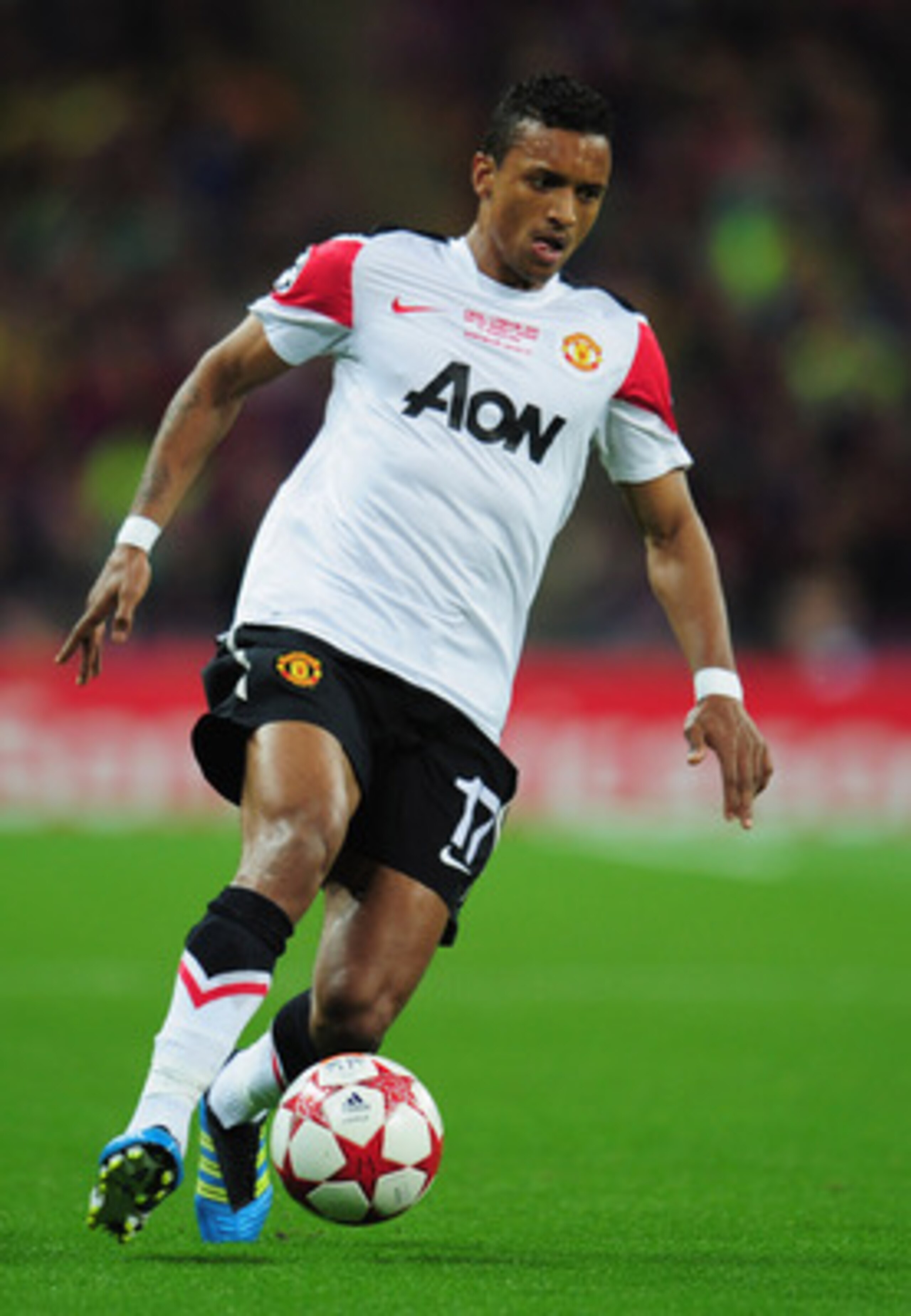 LONDON, ENGLAND - MAY 28:  Luis Nani of Manchester United  in action during the UEFA Champions League final between FC Barcelona and Manchester United FC at Wembley Stadium on May 28, 2011 in London, England.  (Photo by Shaun Botterill/Getty Images)