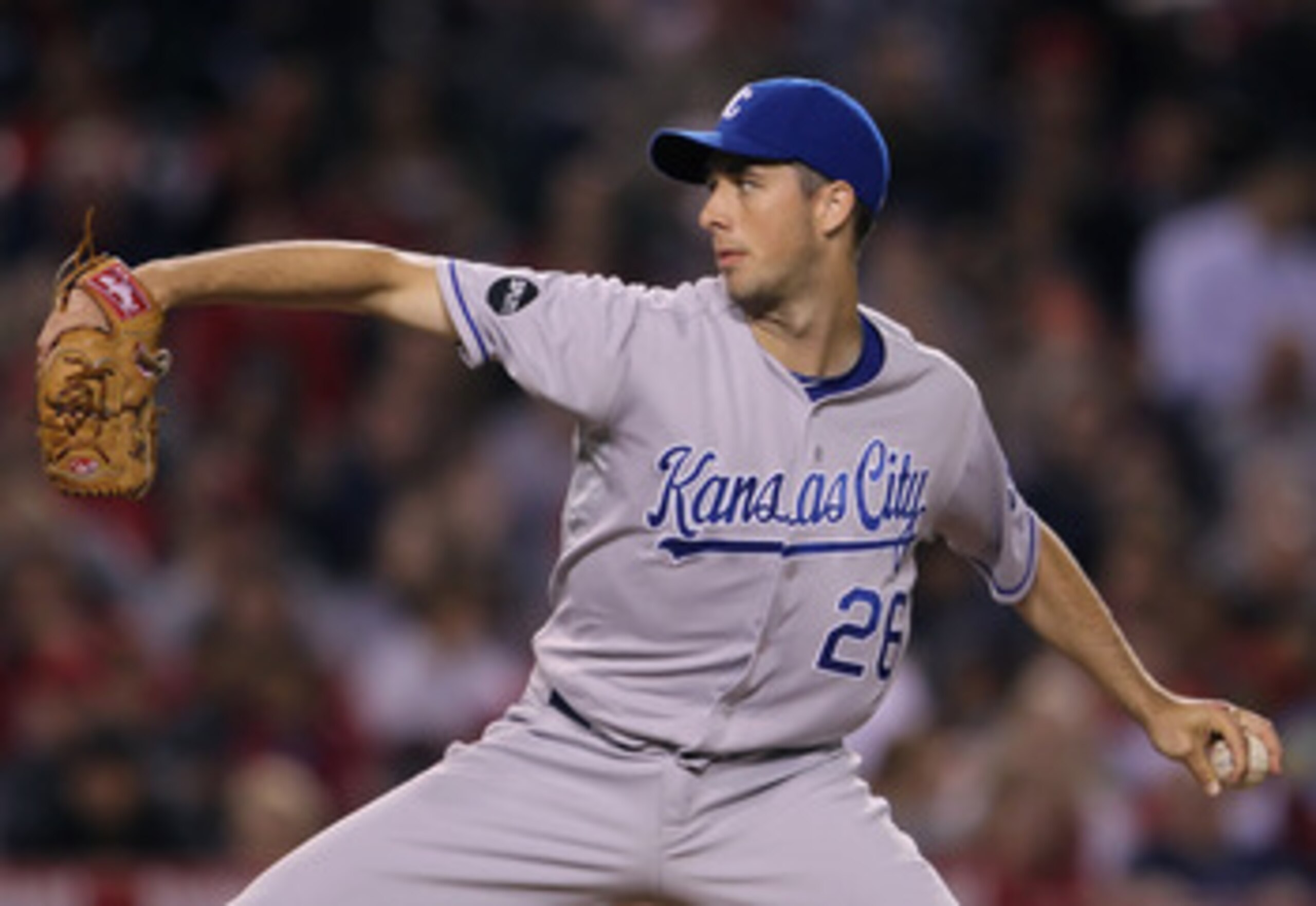 ANAHEIM, CA - JUNE 10:  Jeff Francis #26 of the Kansas City Royals pitches against the Los Angeles Angels of Anaheim at Angel Stadium of Anaheim on June 10, 2011 in Anaheim, California.  (Photo by Jeff Gross/Getty Images)