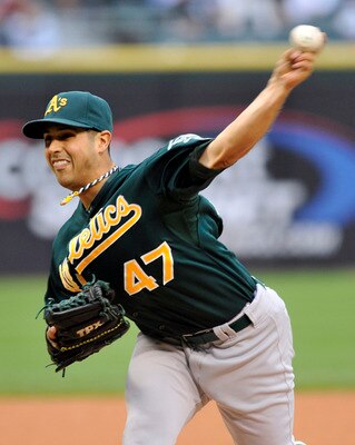 CHICAGO, IL - JUNE 11: Gio Gonzalez # 47 of the Oakland Athletics pitches against the Chicago White Sox on June 11, 2011 at U.S. Cellular Field in Chicago, Illinois.  (Photo by David Banks/Getty Images)