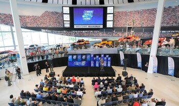CHARLOTTE, NC - JUNE 14:  2012 Hall of Fame Inductees Darrell Waltrip (R) and Dale Inman celebrate after hearing their names called for induction during the NASCAR Hall of Fame Voting Day at NASCAR Hall of Fame on June 14, 2011 in Charlotte, North Carolin