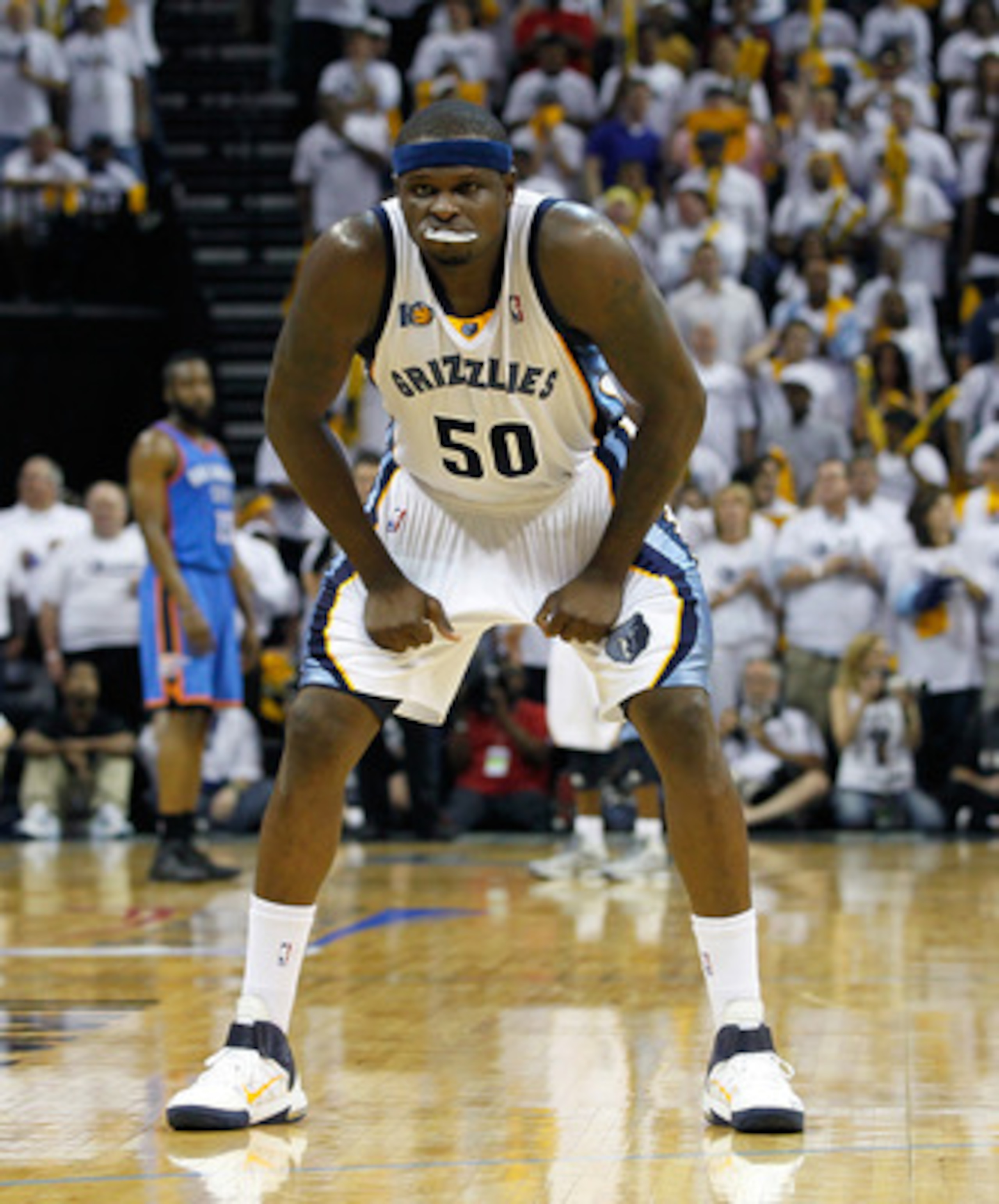MEMPHIS, TN - MAY 13:  Zach Randolph #50 of the Memphis Grizzlies against the Oklahoma City Thunder in Game Six of the Western Conference Semifinals in the 2011 NBA Playoffs at FedExForum on May 13, 2011 in Memphis, Tennessee.  NOTE TO USER: User expressl