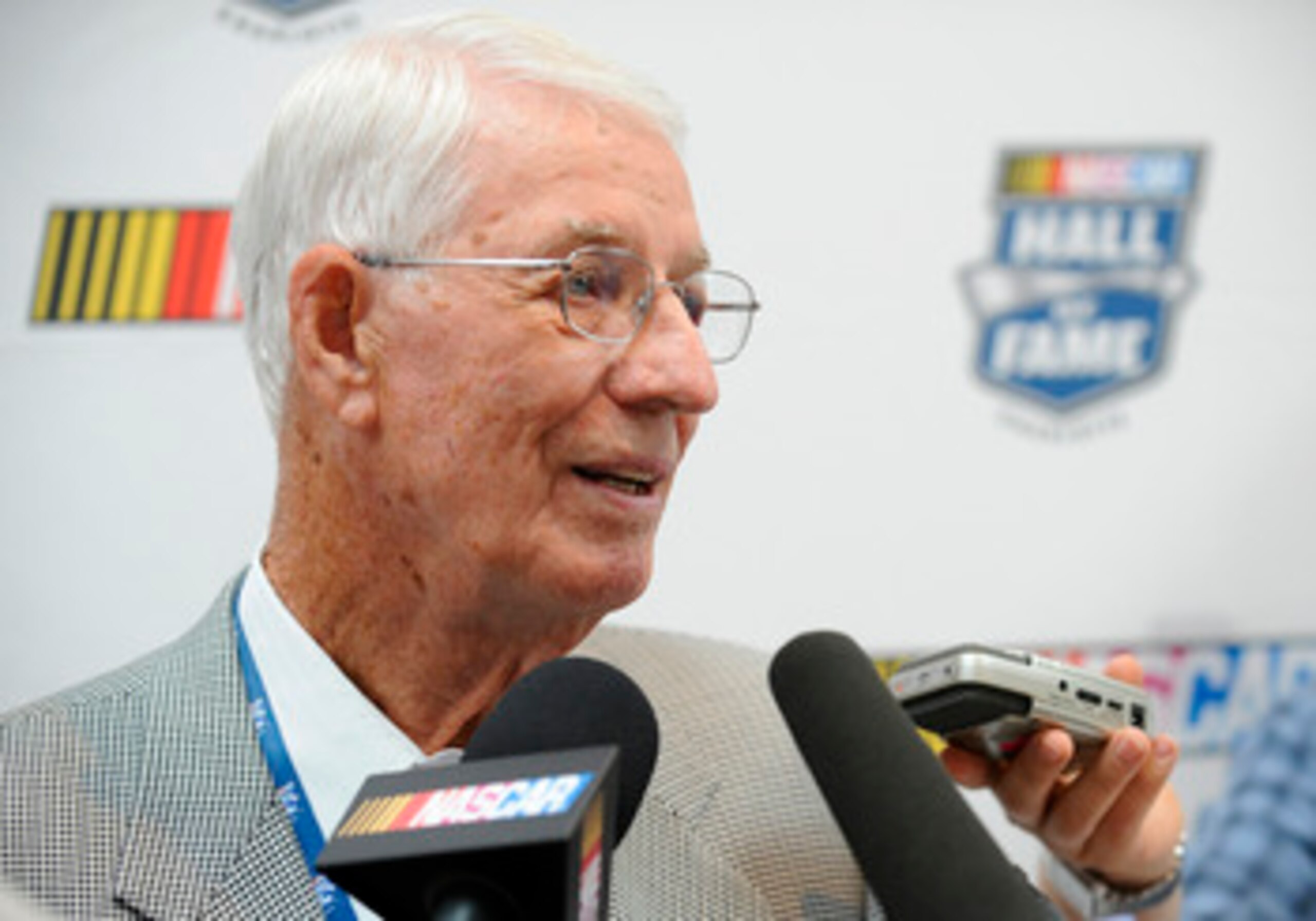 CHARLOTTE, NC - JUNE 14:  Glen Wood, 2012 NASCAR Hall of Fame inductee, speaks to the media during the NASCAR Hall of Fame Voting Day at NASCAR Hall of Fame on June 14, 2011 in Charlotte, North Carolina.  (Photo by Jared C. Tilton/Getty Images for NASCAR)