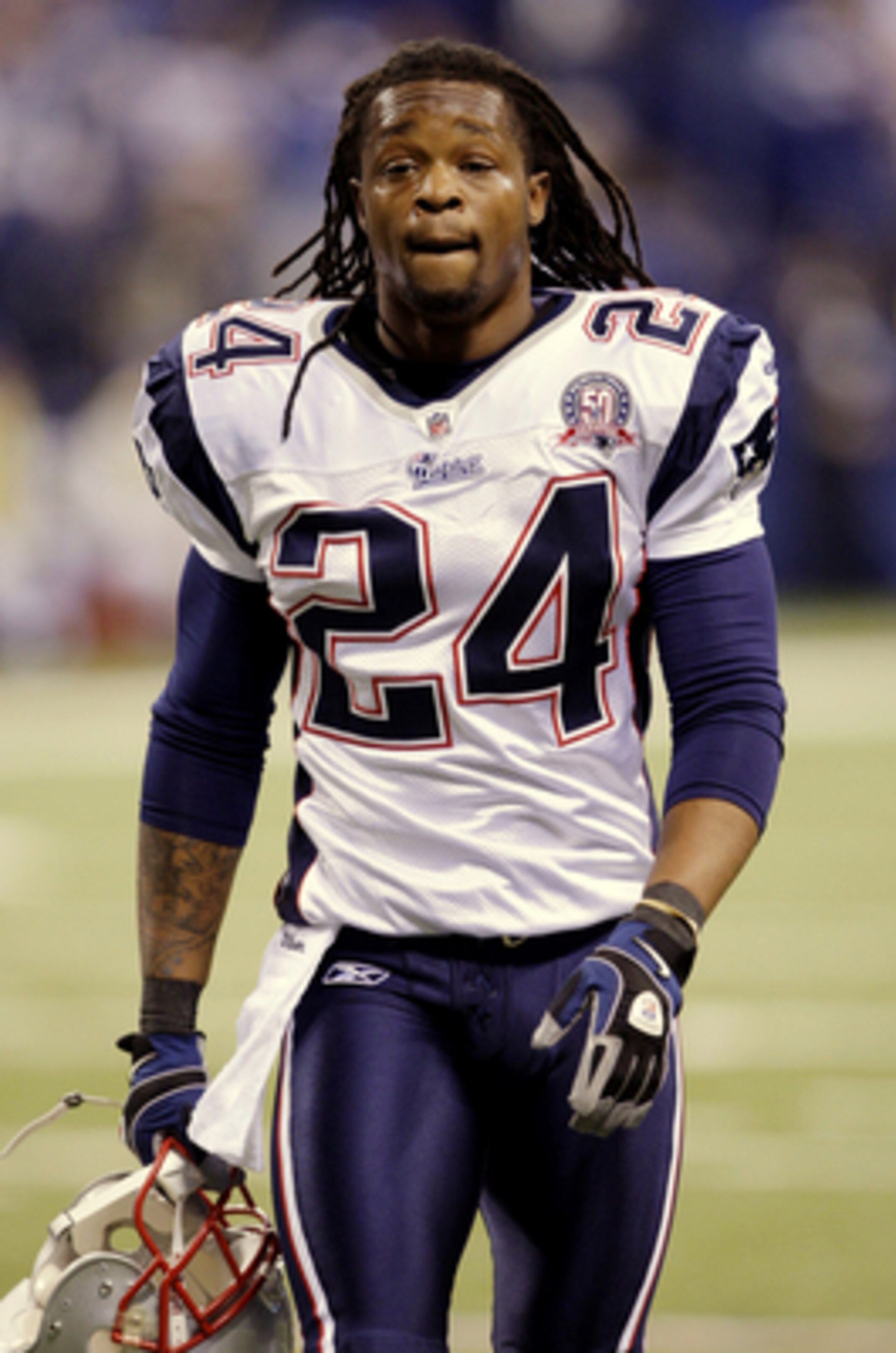 INDIANAPOLIS - NOVEMBER 15:  Jonathan Wilhite #24 of the New England Patriots walks on the field during warm ups before the game against the Indianapolis Colts at Lucas Oil Stadium on November 15, 2009 in Indianapolis, Indiana.  (Photo by Jamie Squire/Get