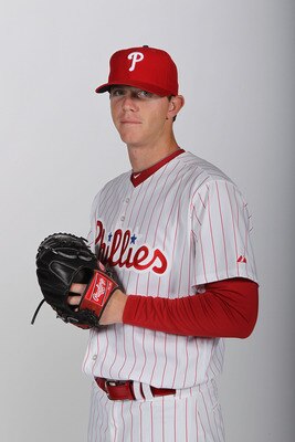 CLEARWATER, FL - FEBRUARY 22:  Justin De Fratus #72 of the Philadelphia Phillies poses for a photo during Spring Training Media Photo Day at Bright House Networks Field on February 22, 2011 in Clearwater, Florida.  (Photo by Nick Laham/Getty Images)