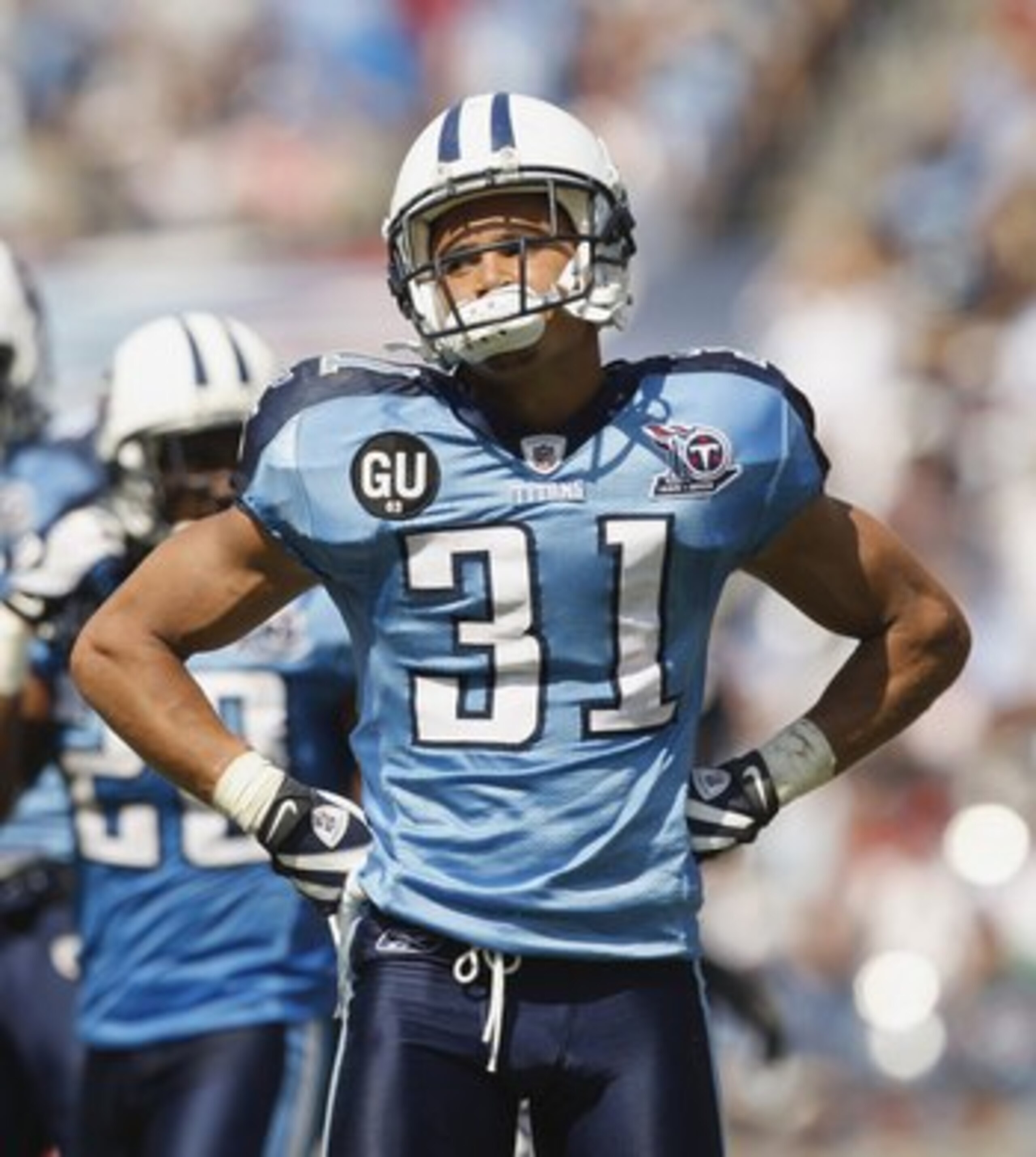 NASHVILLE, TN - SEPTEMBER 7:  Cortland Finnegan #31 of the Tennessee Titans looks on during the game against the Jacksonville Jaguars at LP Field on September 7, 2008 in Nashville, Tennessee. (Photo by Streeter Lecka/Getty Images)