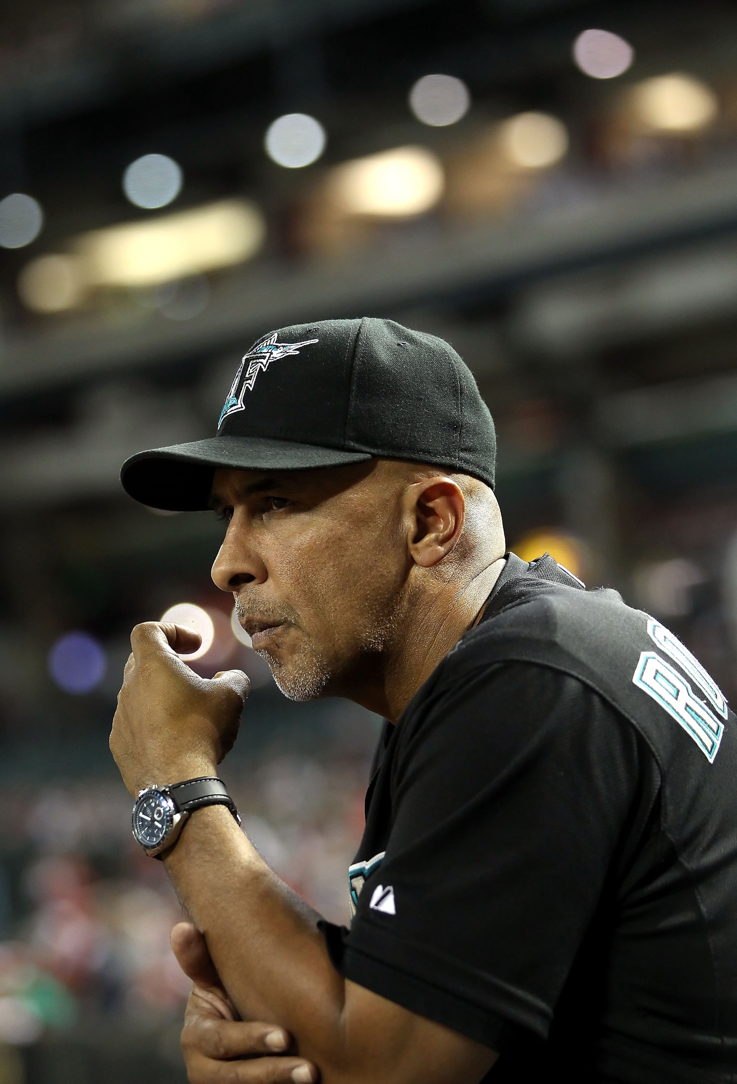 PHOENIX, AZ - MAY 31: Manager Edwin Rodriguez of the Florida Marlins watches from the dugout during the Major League Baseball game against the Arizona Diamondbacks at Chase Field on May 31, 2011 in Phoenix, Arizona. (Photo by Christian Petersen/Getty Im PHOENIX, AZ - MAY 31: Manager Edwin Rodriguez of the Florida Marlins watches from the dugout during the Major League Baseball game against the Arizona Diamondbacks at Chase Field on May 31, 2011 in Phoenix, Arizona. (Photo by Christian Petersen/Getty Im