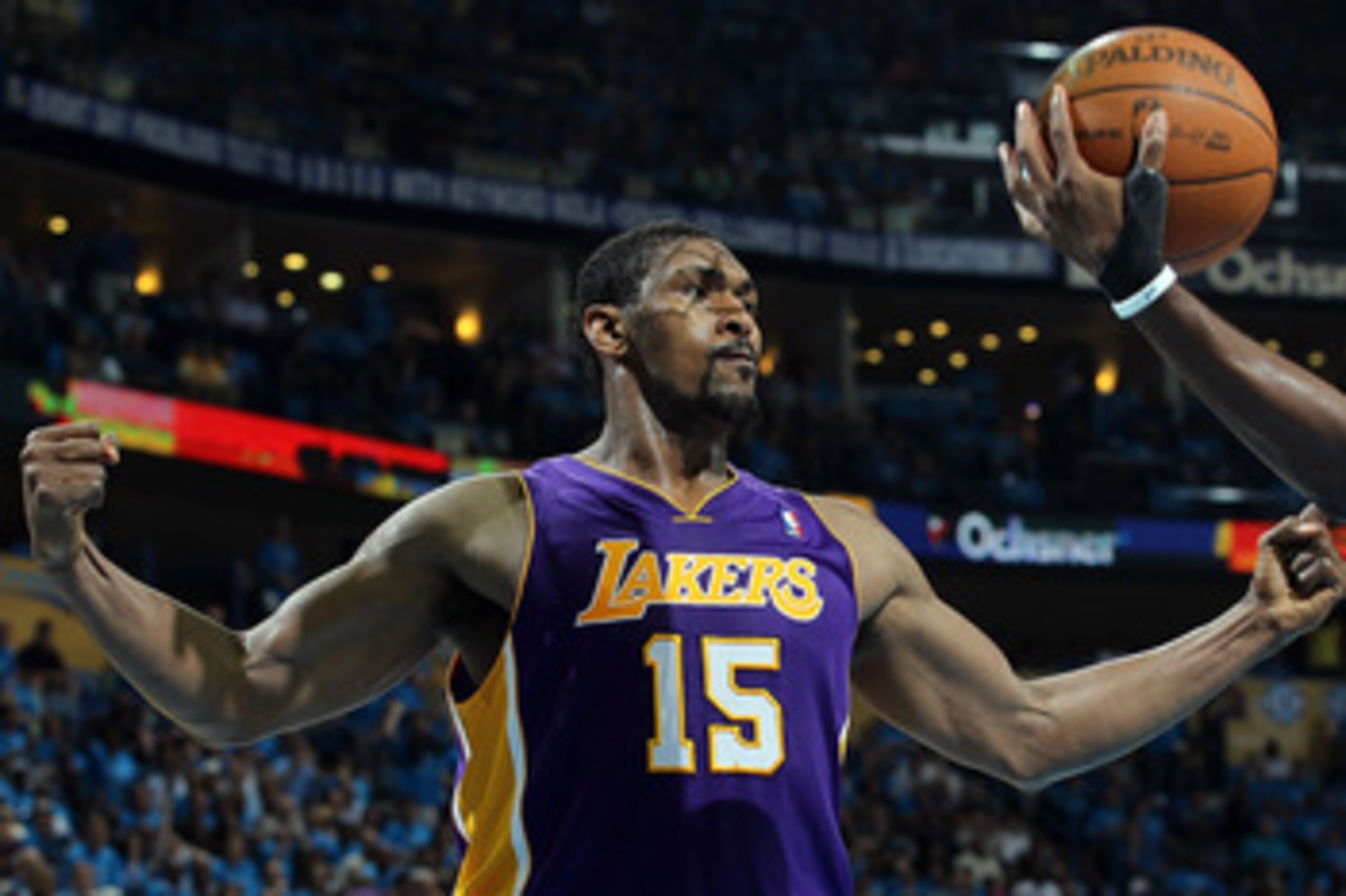 NEW ORLEANS, LA - APRIL 28:  Ron Artest #15 of the Los Angeles Lakers reacts during play against the New Orleans Hornets in Game Six of the Western Conference Quarterfinals in the 2011 NBA Playoffs on April 28, 2011 at New Orleans Arena in New Orleans, Lo