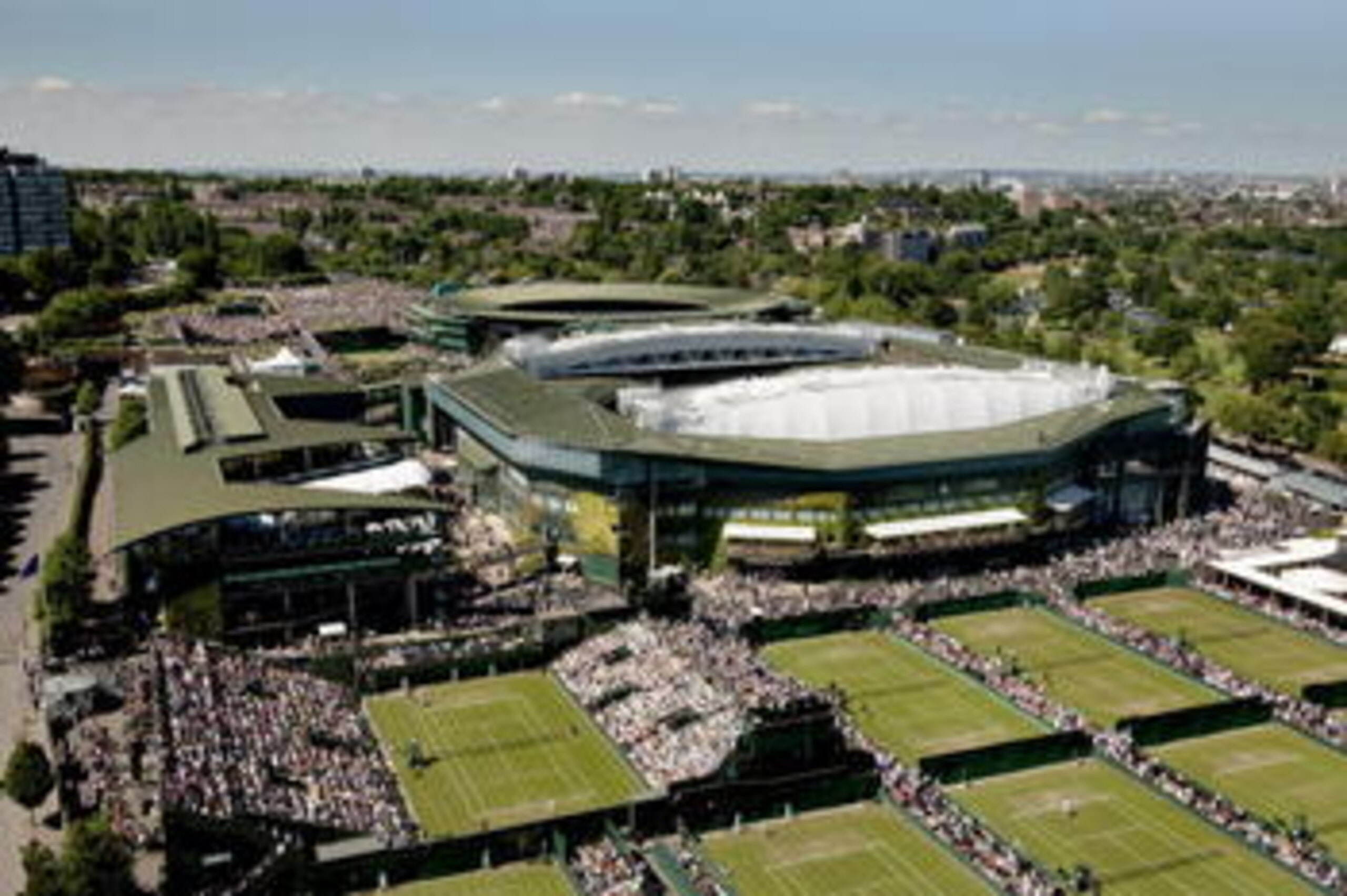 WIMBLEDON, ENGLAND - JUNE 29:  Centre court is seen on Day Two of the Wimbledon Lawn Tennis Championships at the All England Lawn Tennis and Croquet Club on June 23, 2009 in London, England. The match is played under the closed Centre Court roof.  (Photo