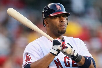 ANAHEIM, CA - JUNE 10:  Vernon Wells #10 of the Los Angeles Angels of Anaheim waits on deck against the Kansas City Royals at Angel Stadium of Anaheim on June 10, 2011 in Anaheim, California.  (Photo by Jeff Gross/Getty Images)
