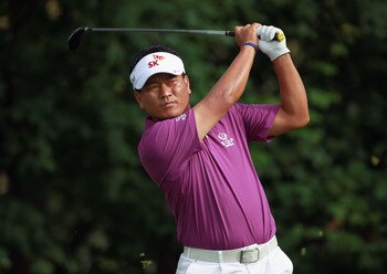 DUBLIN, OH - JUNE 03:  K.J. Choi of South Korea hits his tee shot on the 14th hole during the second round of the Memorial Tournament presented by Nationwide Insurance at the Muirfield Village Golf Club on June 3, 2011 in Dublin, Ohio.  (Photo by Scott Ha