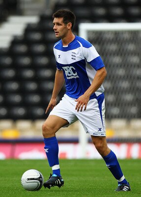 DERBY, ENGLAND - JULY 31:  Scott Dann of Birmingham City in action during the Pre-Season Friendly match between Derby County and Birmingham City at the County Ground on July 31, 2010 in Derby, England.  (Photo by Matthew Lewis/Getty Images)