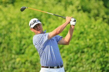 PLANO, TX - MAY 23: Davis Love III hits his tee shot on the 18th hole during the Open Qualifying Competition at Gleneagles Country Club on May 23, 2011 in Plano, Texas. (Photo by Hunter Martin/Getty Images)