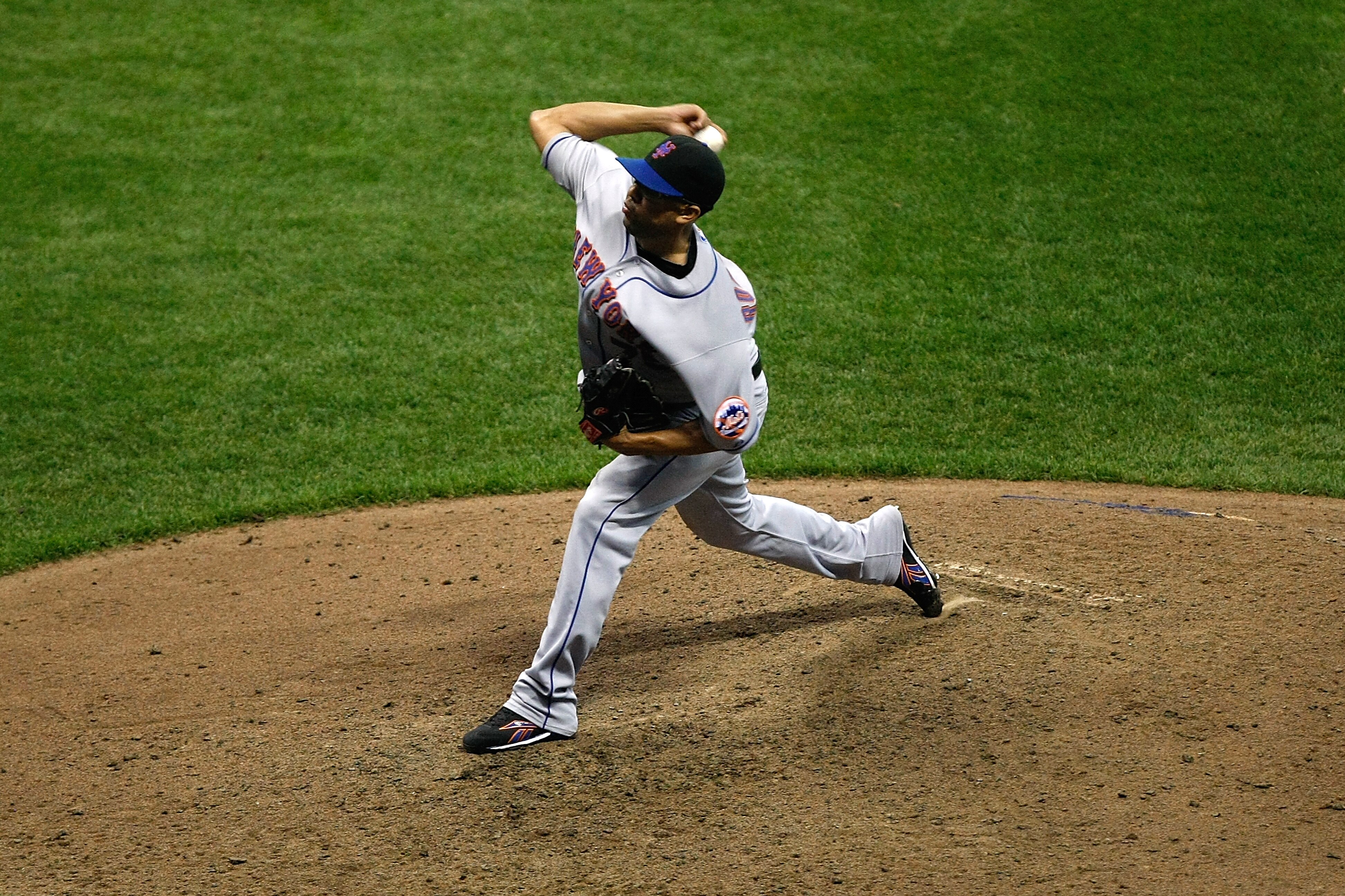 MILWAUKEE, WI - JUNE 7: Francisco Rodriguez #75 of the New York Mets pitches against the Milwaukee Brewers at Miller Park on June 7, 2011 in Milwaukee, Wisconsin. The Mets defeated the Brewers 2-1. (Photo by Scott Boehm/Getty Images)