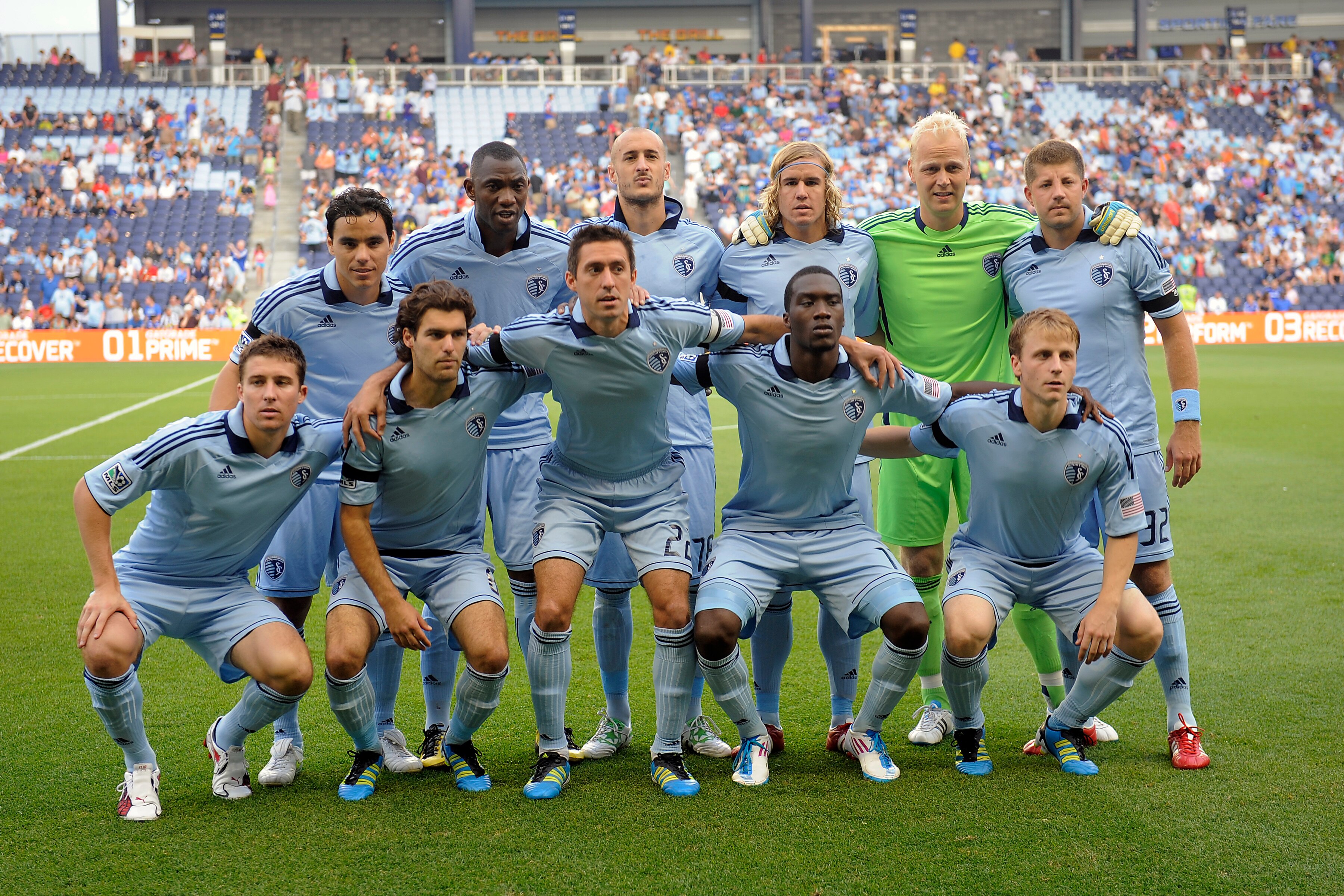 KANSAS CITY, KS - JUNE 17:  The starting lineup for Sporting Kansas City prior to a match against the San Jose Earthquakes on June 17, 2011 at LiveStrong Sporting Park in Kansas City, Kansas. (Photo by G. Newman Lowrance/Getty Images)