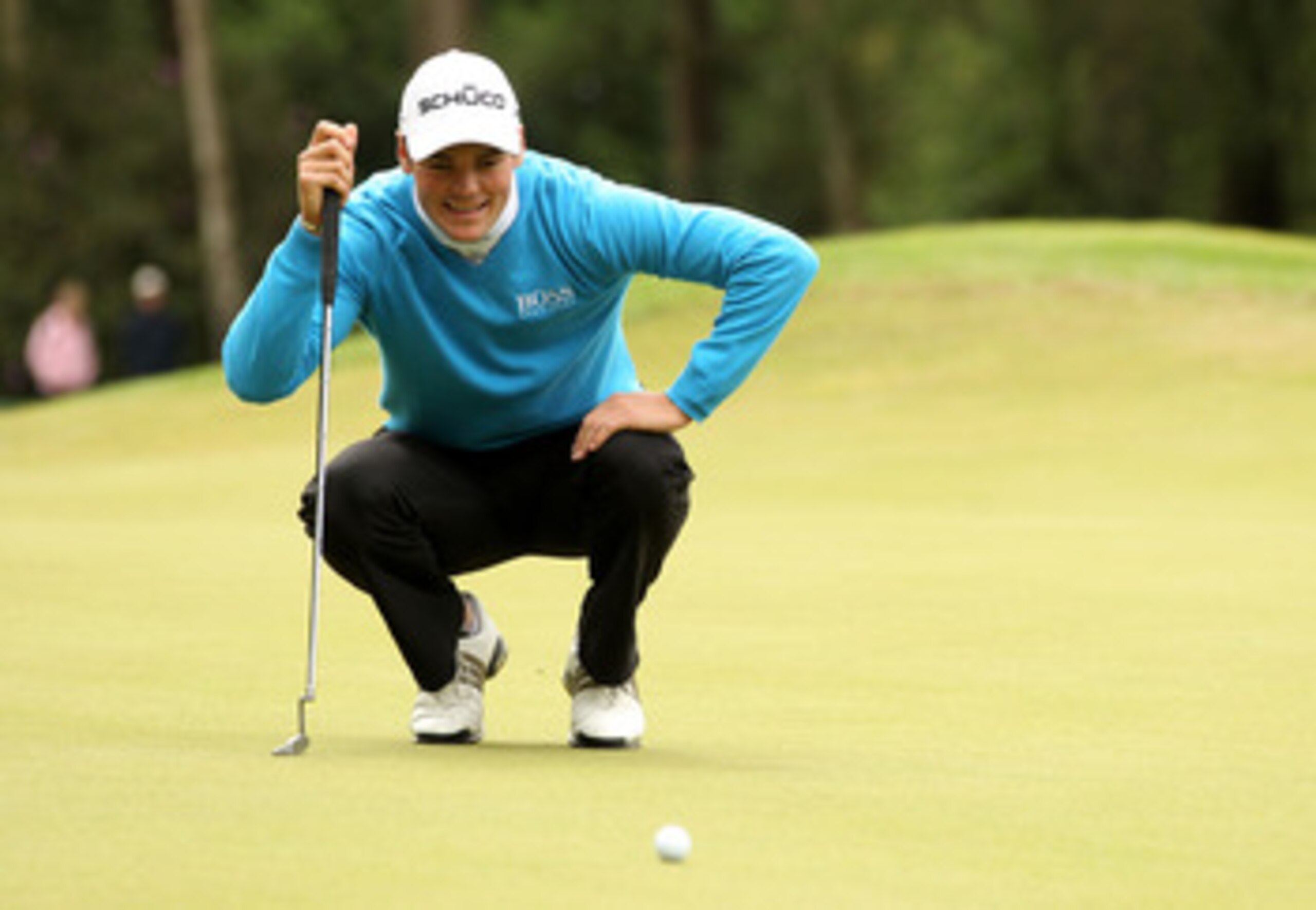 VIRGINIA WATER, ENGLAND - MAY 28:  Martin Kaymer of Germany lines up a putt during the third round of the BMW PGA Championship at the Wentworth Club on May 28, 2011 in Virginia Water, England.  (Photo by Ian Walton/Getty Images)