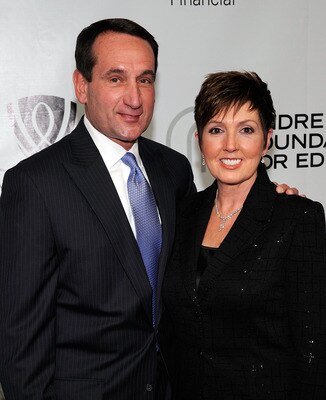 LAS VEGAS - OCTOBER 09: Duke University head basketball coach Mike Krzyzewski (L) and his wife Carol 'Mickie' Marsh arrive at the Andre Agassi Foundation for Education's 15th Grand Slam for Children benefit concert at the Wynn Las Vegas October 9, 2010 i LAS VEGAS - OCTOBER 09: Duke University head basketball coach Mike Krzyzewski (L) and his wife Carol 'Mickie' Marsh arrive at the Andre Agassi Foundation for Education's 15th Grand Slam for Children benefit concert at the Wynn Las Vegas October 9, 2010 i
