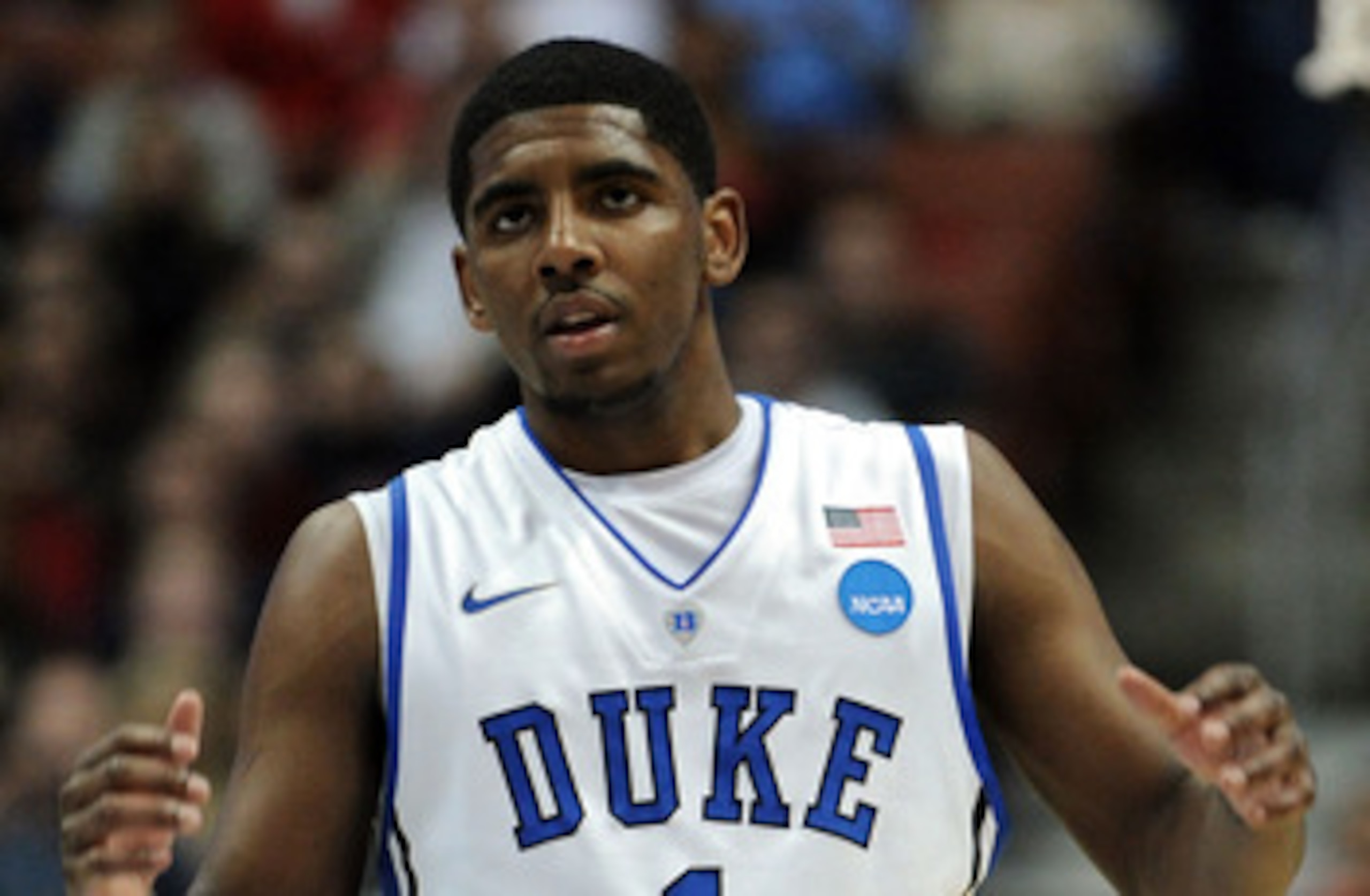 ANAHEIM, CA - MARCH 24:  Kyrie Irving #1 of the Duke Blue Devils looks on against the Arizona Wildcats during the west regional semifinal of the 2011 NCAA men's basketball tournament at the Honda Center on March 24, 2011 in Anaheim, California.  (Photo by
