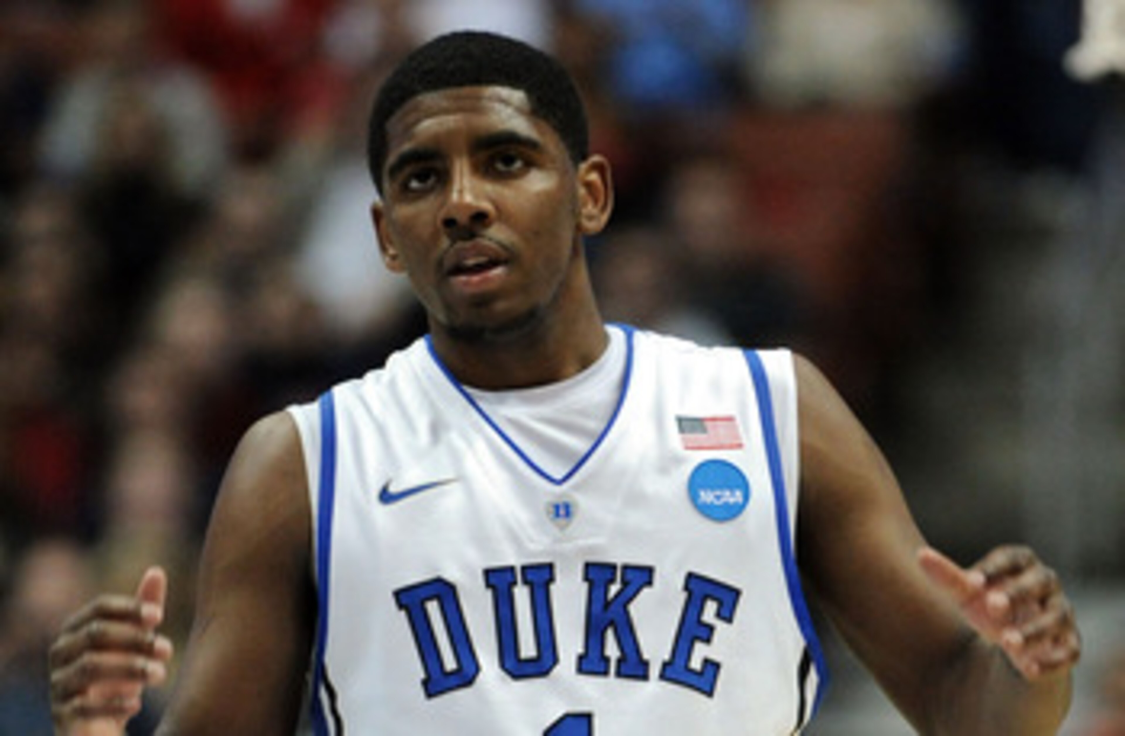 ANAHEIM, CA - MARCH 24:  Kyrie Irving #1 of the Duke Blue Devils looks on against the Arizona Wildcats during the west regional semifinal of the 2011 NCAA men's basketball tournament at the Honda Center on March 24, 2011 in Anaheim, California.  (Photo by