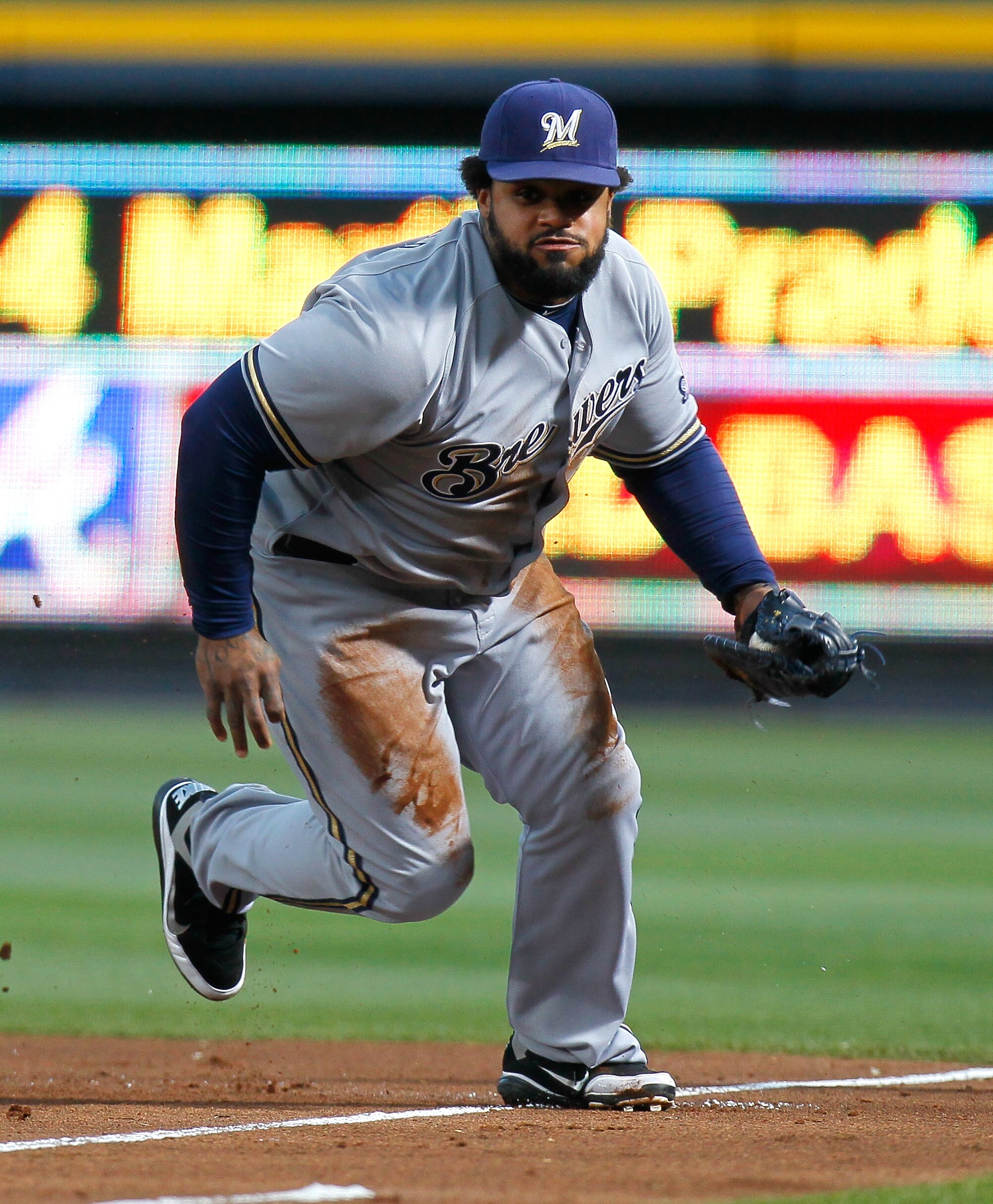 ATLANTA, GA - MAY 04:  Prince Fielder #28 of the Milwaukee Brewers against the Atlanta Braves at Turner Field on May 4, 2011 in Atlanta, Georgia.  (Photo by Kevin C. Cox/Getty Images)