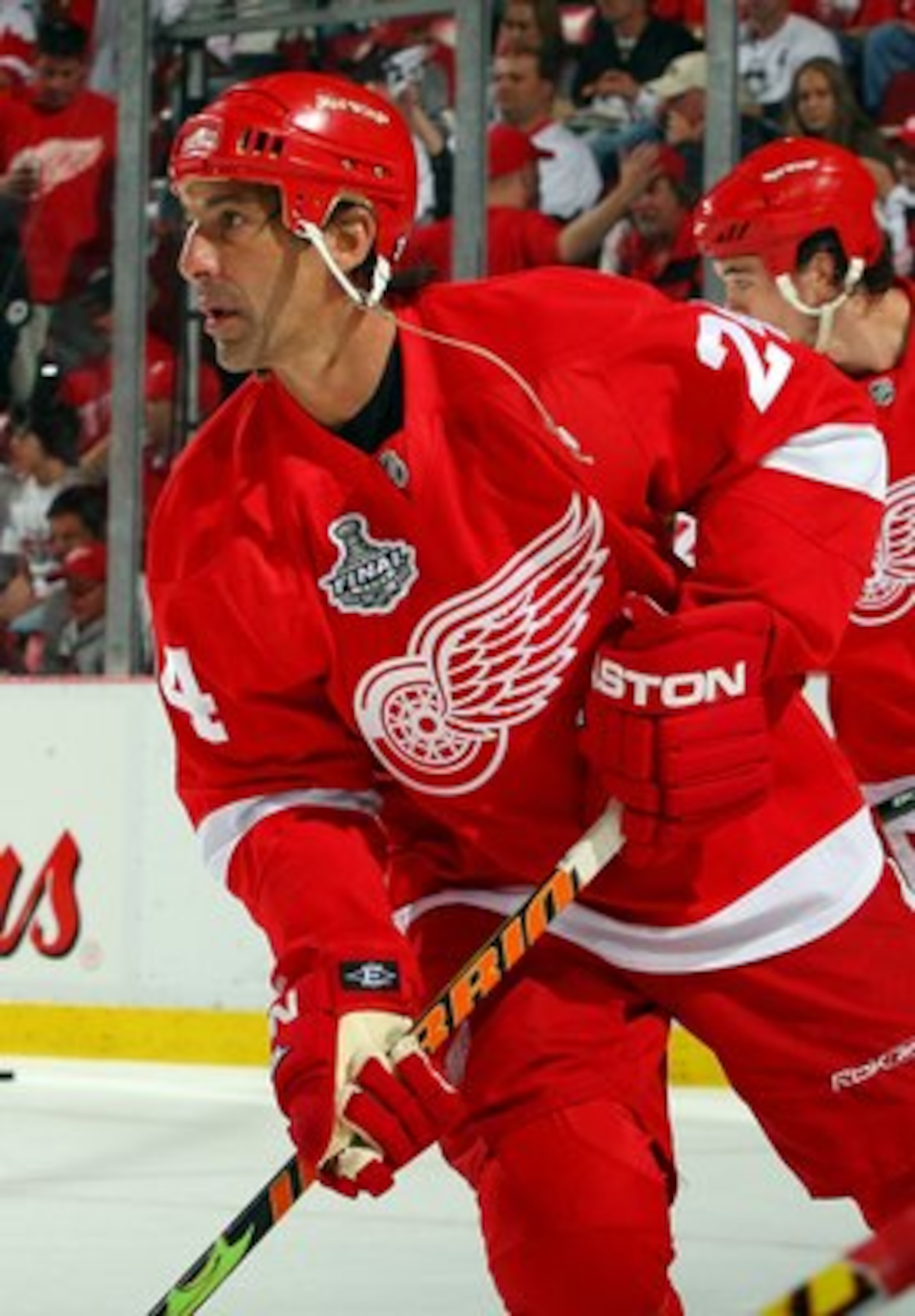 DETROIT - MAY 30:  Chris Chelios #24 of the Detroit Red Wings warms up prior to Game 1 of the 2009 Stanley Cup Finals against the Pittsburgh Penguins at Joe Louis Arena on May 30, 2009 in Detroit, Michigan.  (Photo by Jim McIsaac/Getty Images)
