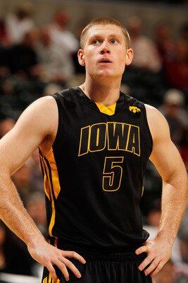 INDIANAPOLIS - MARCH 11:  Guard Matt Gatens #5 of the Iowa Hawkeyes stands on the court during the game against the Michigan Wolverines in the first round of the Big Ten Men's Basketball Tournament at Conseco Fieldhouse on March 11, 2010 in Indianapolis,