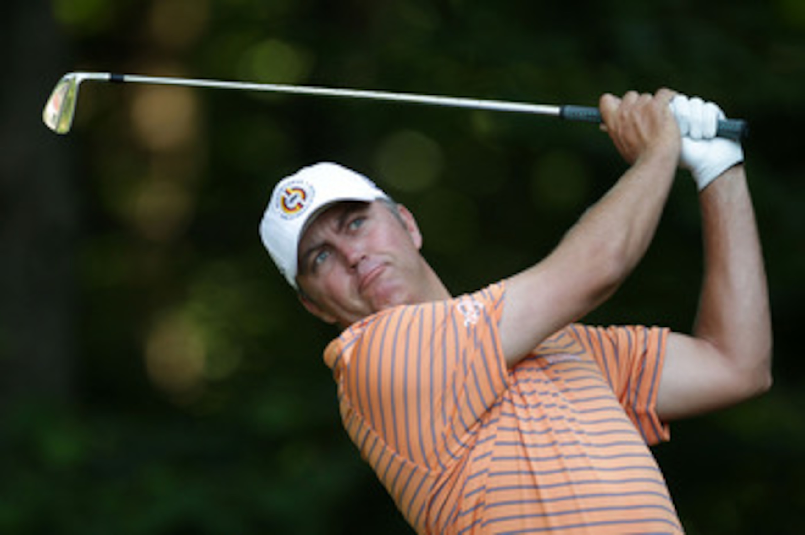 BETHESDA, MD - JUNE 15:  Bo Van Pelt watches a shot during a practice round prior to the start of the 111th U.S. Open at Congressional Country Club on June 15, 2011 in Bethesda, Maryland.  (Photo by Ross Kinnaird/Getty Images)