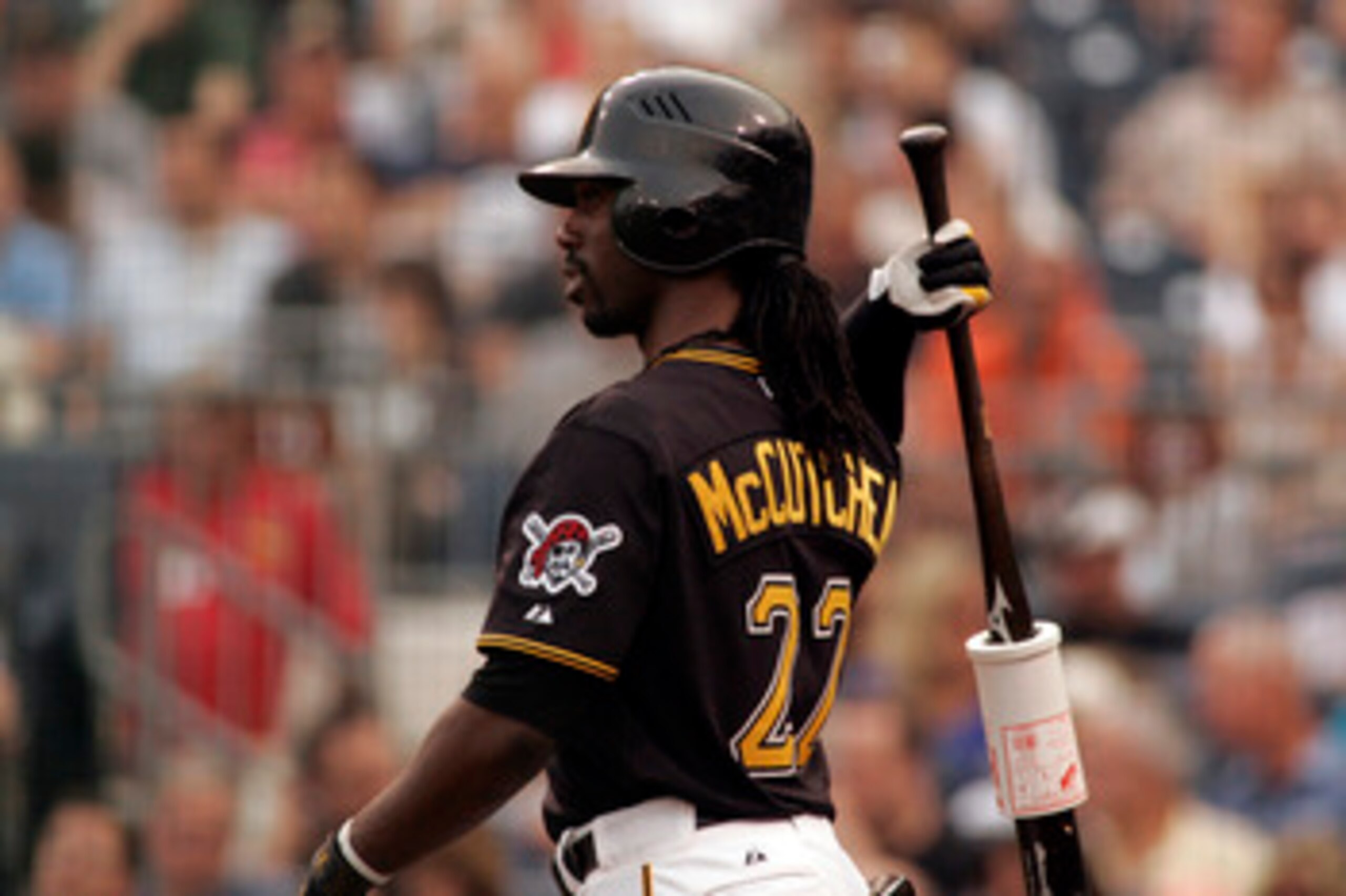 PITTSBURGH, PA - JUNE 10: Andrew McCutchen #22 of the Pittsburgh Pirates looks on against the New York Mets during the game on June 10, 2011 at PNC Park in Pittsburgh, Pennsylvania. The Mets defeated the Pirates 8-1. (Photo by Justin K. Aller/Getty Ima PITTSBURGH, PA - JUNE 10: Andrew McCutchen #22 of the Pittsburgh Pirates looks on against the New York Mets during the game on June 10, 2011 at PNC Park in Pittsburgh, Pennsylvania. The Mets defeated the Pirates 8-1. (Photo by Justin K. Aller/Getty Ima