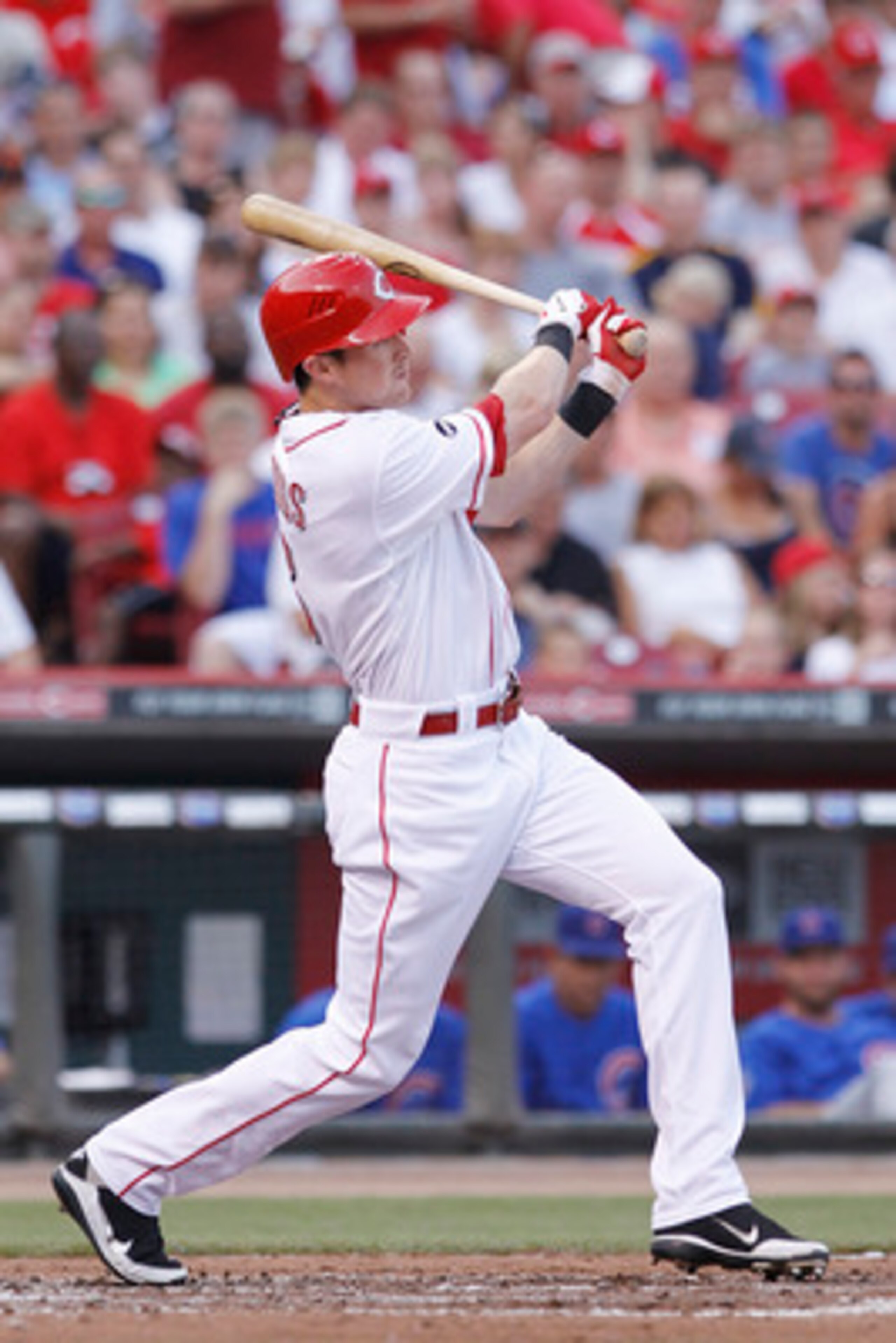 CINCINNATI, OH - JUNE 7: Drew Stubbs #6 of the Cincinnati Reds doubles in the third inning to drive in a run against the Chicago Cubs at Great American Ball Park on June 7, 2011 in Cincinnati, Ohio. (Photo by Joe Robbins/Getty Images) CINCINNATI, OH - JUNE 7: Drew Stubbs #6 of the Cincinnati Reds doubles in the third inning to drive in a run against the Chicago Cubs at Great American Ball Park on June 7, 2011 in Cincinnati, Ohio. (Photo by Joe Robbins/Getty Images)