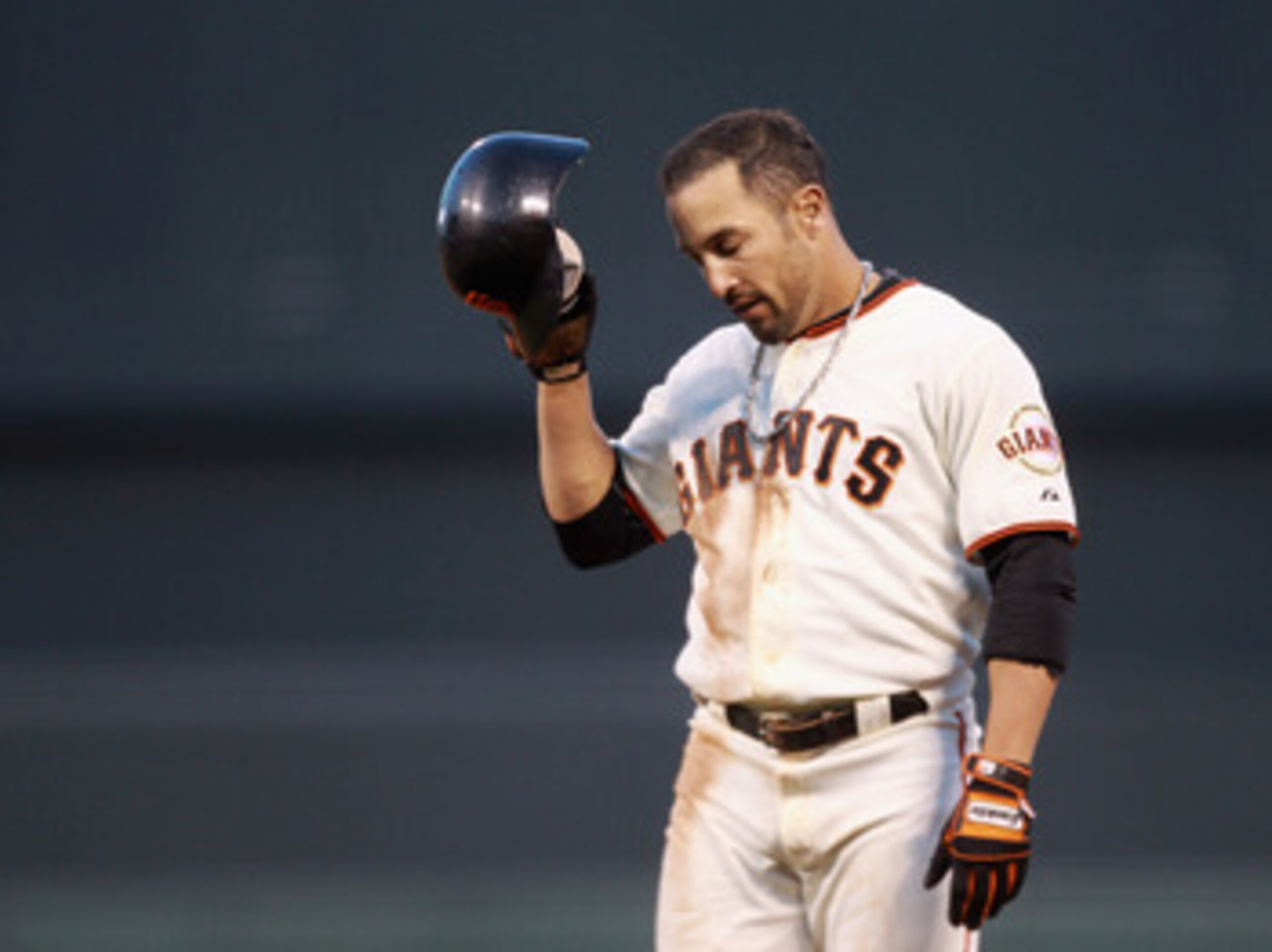 SAN FRANCISCO, CA - MAY 24:  Andres Torres #56 of the San Francisco Giants reacts after he made a mistake running the bases that resulted in a double play in the third inning of their game against the Florida Marlins at AT&T Park on May 24, 2011 in San Fr