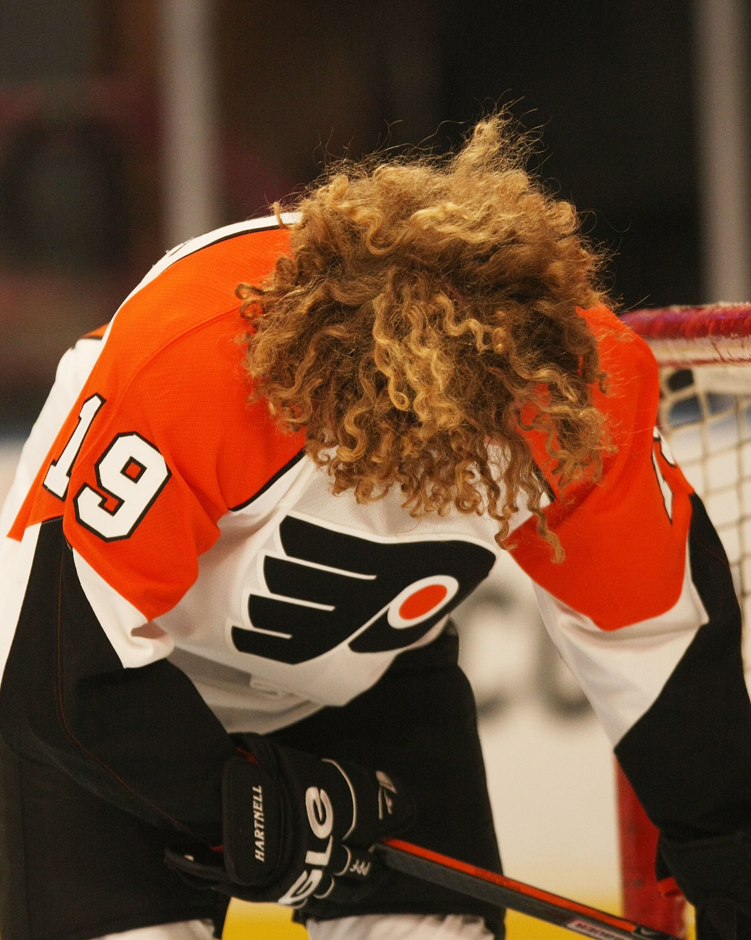 NEW YORK - APRIL 09:  Scott Hartnell #19 of the Philadelphia Flyers skates in warmups prior to playing against the New York Rangers on April 9, 2009 at Madison Square Garden in New York City.  (Photo by Bruce Bennett/Getty Images)
