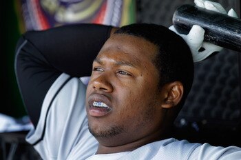WASHINGTON, DC - MAY 15: Hanley Ramirez #2 of the Florida Marlins looks on from the dugout during the first inning against the Washington Nationals at Nationals Park on May 15, 2011 in Washington, DC.  (Photo by Rob Carr/Getty Images)