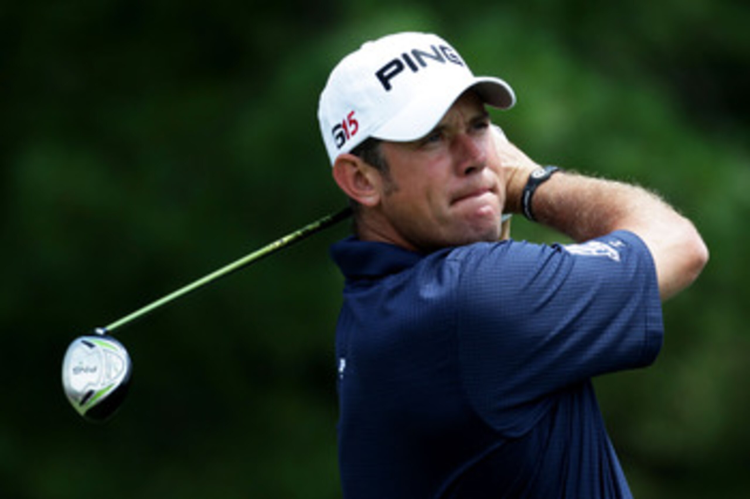 BETHESDA, MD - JUNE 13:  Lee Westwood of England  hits a shot during a practice round prior to the start of the 111th U.S. Open at Congressional Country Club on June 13, 2011 in Bethesda, Maryland.  (Photo by Ross Kinnaird/Getty Images)