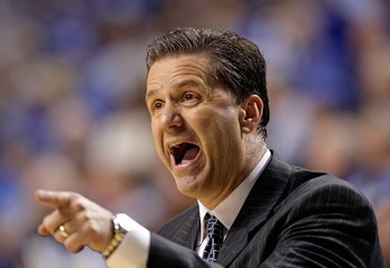 LEXINGTON, KY - DECEMBER 05:  Head coach John Calipari of the Kentucky Wildcats reacts during the game against the North Carolina Tar Heels on December 5, 2009 at Rupp Arena in Lexington, Kentucky. Kentucky won 68-66.  (Photo by Andy Lyons/Getty Images)