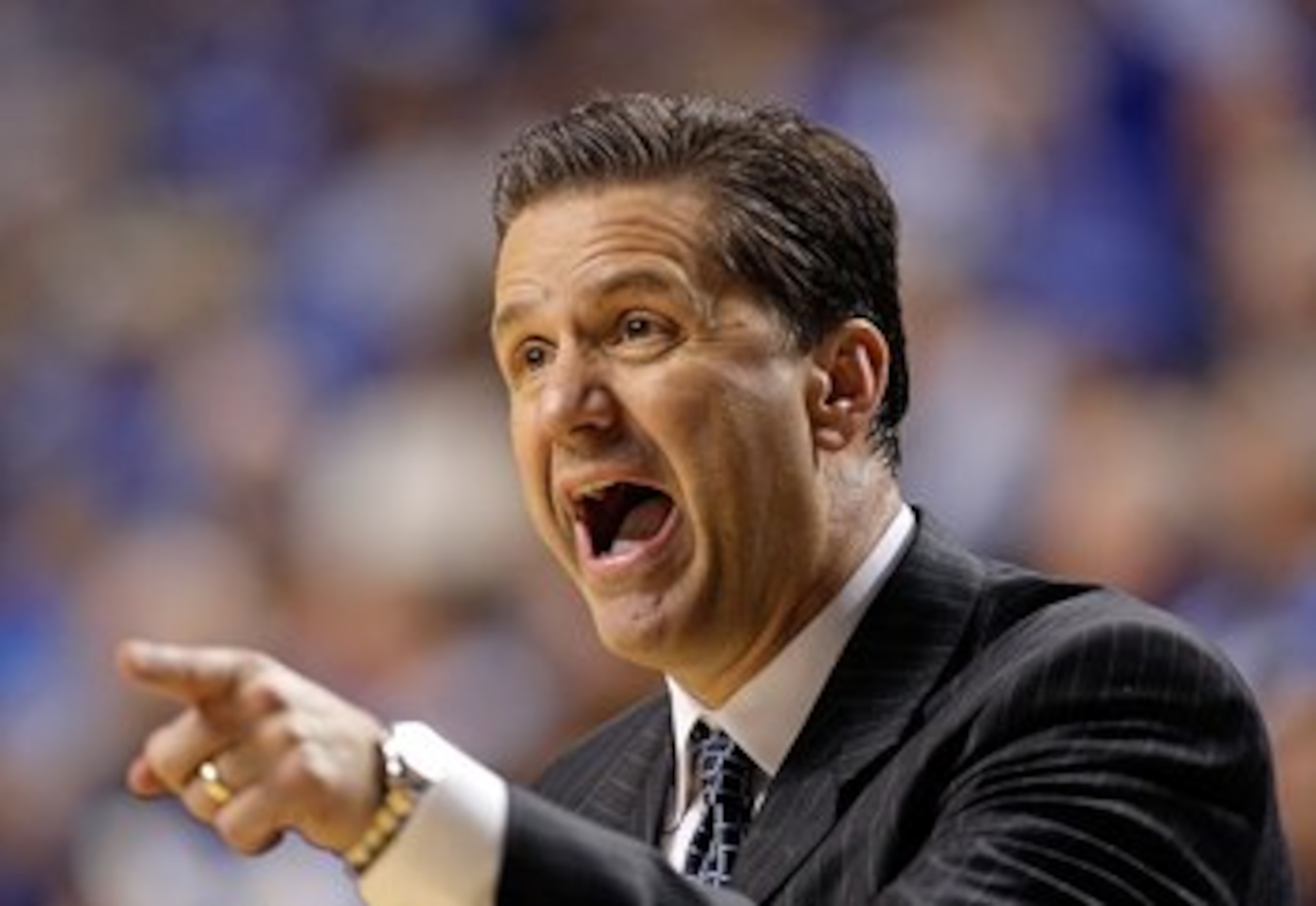 LEXINGTON, KY - DECEMBER 05:  Head coach John Calipari of the Kentucky Wildcats reacts during the game against the North Carolina Tar Heels on December 5, 2009 at Rupp Arena in Lexington, Kentucky. Kentucky won 68-66.  (Photo by Andy Lyons/Getty Images)