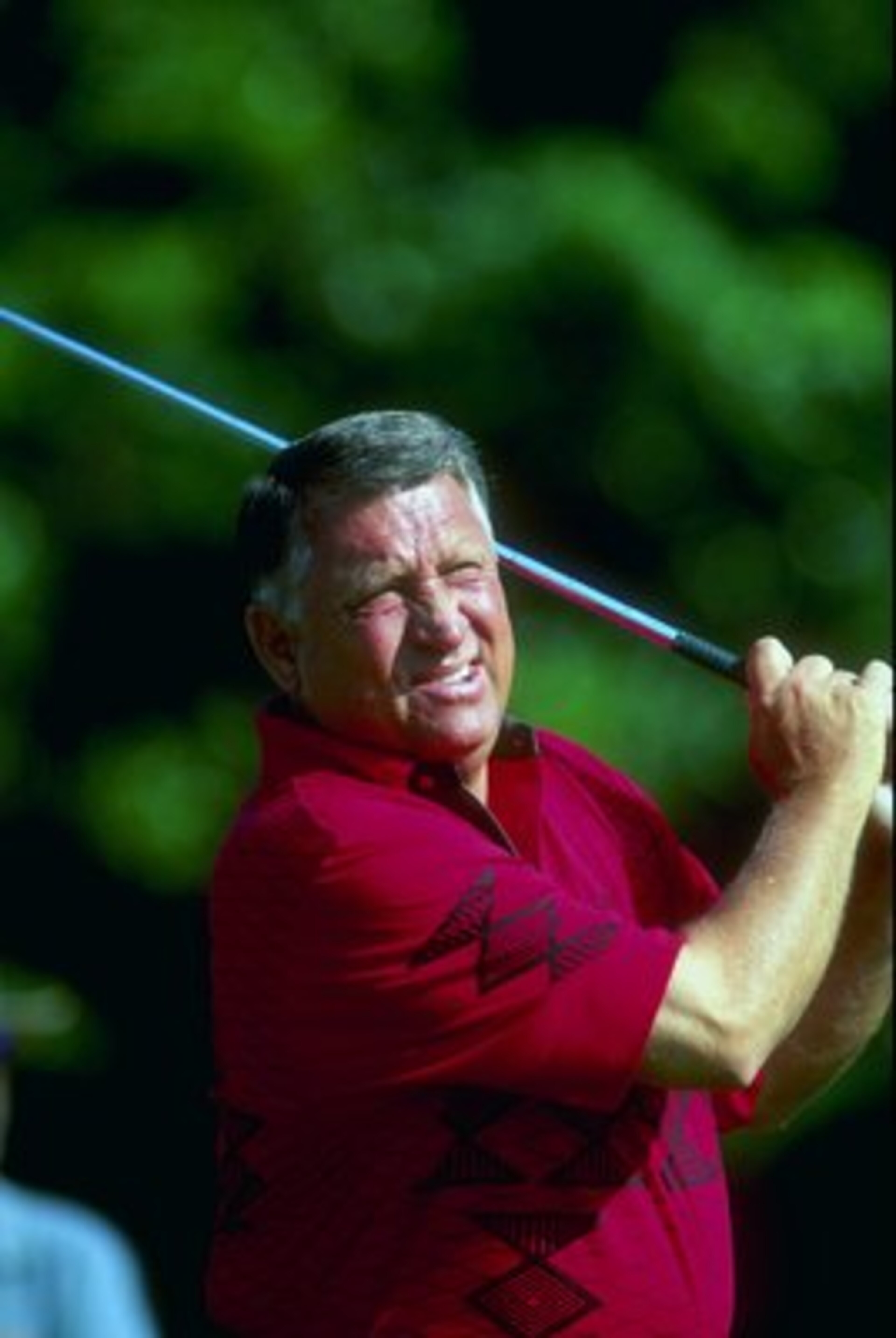 15 Apr 1993:  Rives McBee watches the ball after his swing during the PGA Seniors Championship at PGA National in Palm Beach Gardens, Florida. Mandatory Credit: Gary Newkirk  /Allsport