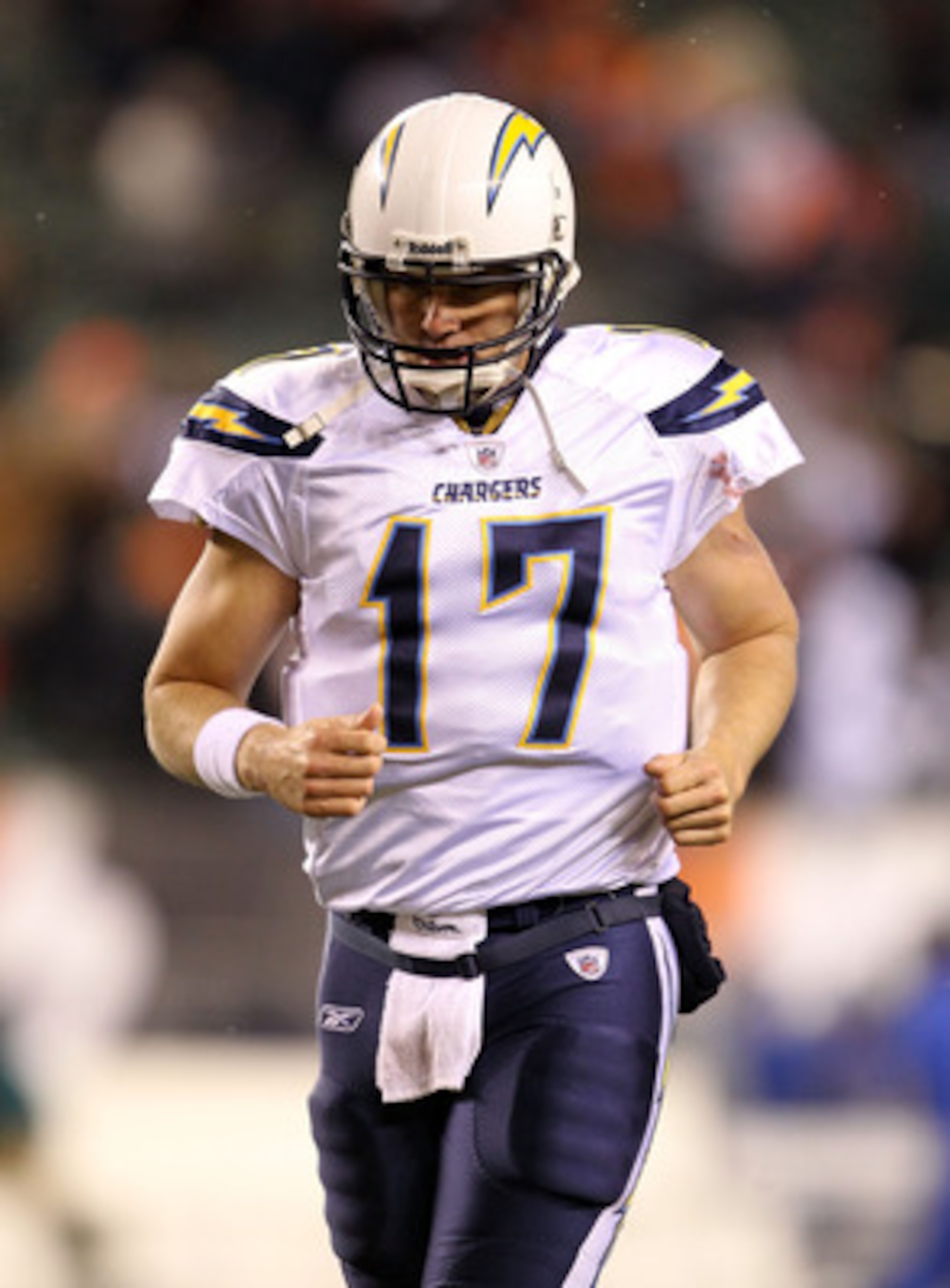 CINCINNATI - DECEMBER 26: Philip Rivers #17 of the San Diego Chargers runs off of the field following the Chargers 34-20 loss to the Cincinnati Bengals during the NFL game at Paul Brown Stadium on December 26, 2010 in Cincinnati, Ohio. (Photo by Andy Ly CINCINNATI - DECEMBER 26: Philip Rivers #17 of the San Diego Chargers runs off of the field following the Chargers 34-20 loss to the Cincinnati Bengals during the NFL game at Paul Brown Stadium on December 26, 2010 in Cincinnati, Ohio. (Photo by Andy Ly