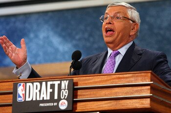 NEW YORK - JUNE 25:  NBA Commissioner David Stern speaks prior to the start of the 2009 NBA Draft at the Wamu Theatre at Madison Square Garden June 25, 2009 in New York City. NOTE TO USER: User expressly acknowledges and agrees that, by downloading and/or