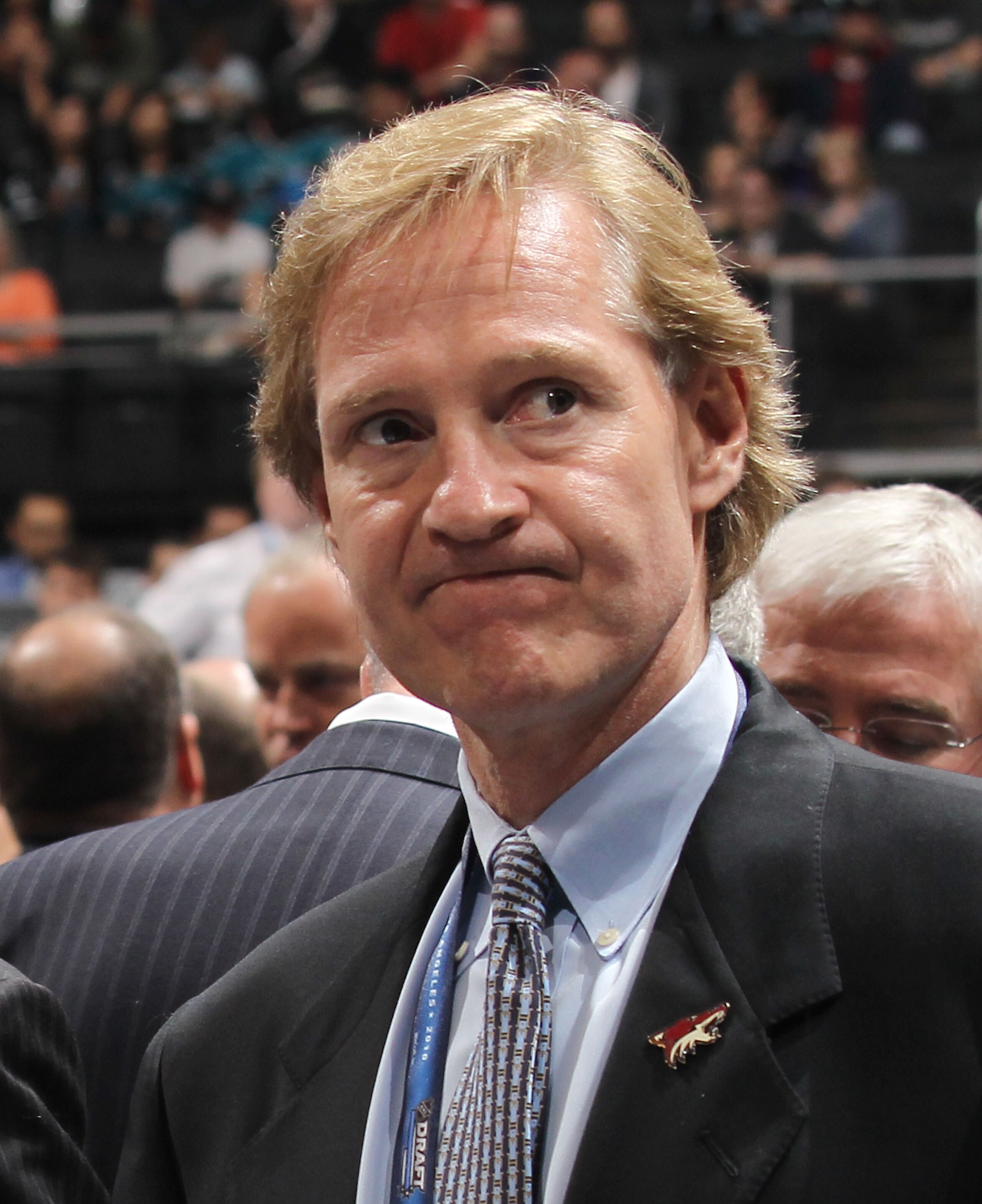 LOS ANGELES, CA - JUNE 25:  Don Maloney of the Phoenix Coyotes works on the draft floor during the 2010 NHL Entry Draft at Staples Center on June 25, 2010 in Los Angeles, California.  (Photo by Bruce Bennett/Getty Images)