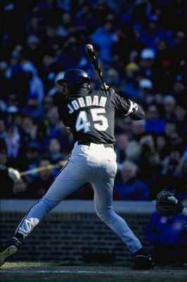 CHICAGO, IL - APRIL 7: Michael Jordan #45 of the Chicago White Sox bats during a spring training game against the Chicago Cubs on April 7, 1994 at Wrigley Field in Chicago, Illinois. (Photo by Jonathan Daniel/Getty Images) CHICAGO, IL - APRIL 7: Michael Jordan #45 of the Chicago White Sox bats during a spring training game against the Chicago Cubs on April 7, 1994 at Wrigley Field in Chicago, Illinois. (Photo by Jonathan Daniel/Getty Images)