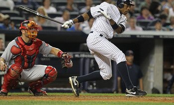 NEW YORK, NY - JUNE 08:  Curtis Granderson #14 of the New York Yankees in action during their game on June 7, 2011 at Yankee Stadium in the Bronx borough of New York City.  (Photo by Al Bello/Getty Images)