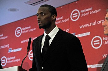 NEW YORK, NY - JUNE 13:  Former NFL wide receiver Plaxico Burress attends a press conference at National Urban League on June 13, 2011 in New York City.  (Photo by Joe Corrigan/Getty Images)