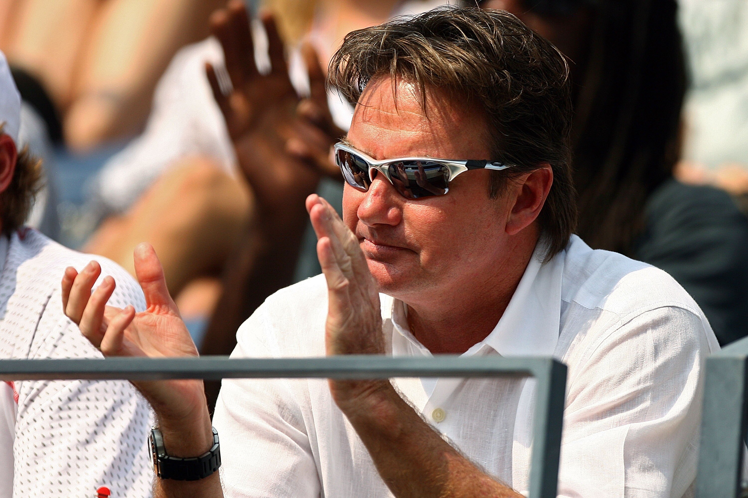 NEW YORK - AUGUST 30:  Andy Roddick's coach Jimmy Connors watches as he takes on Jose Acasuso of Argentina during day four of the 2007 U.S. Open at the Billie Jean King National Tennis Center on August 30, 2007 in the Flushing neighborhood of the Queens b