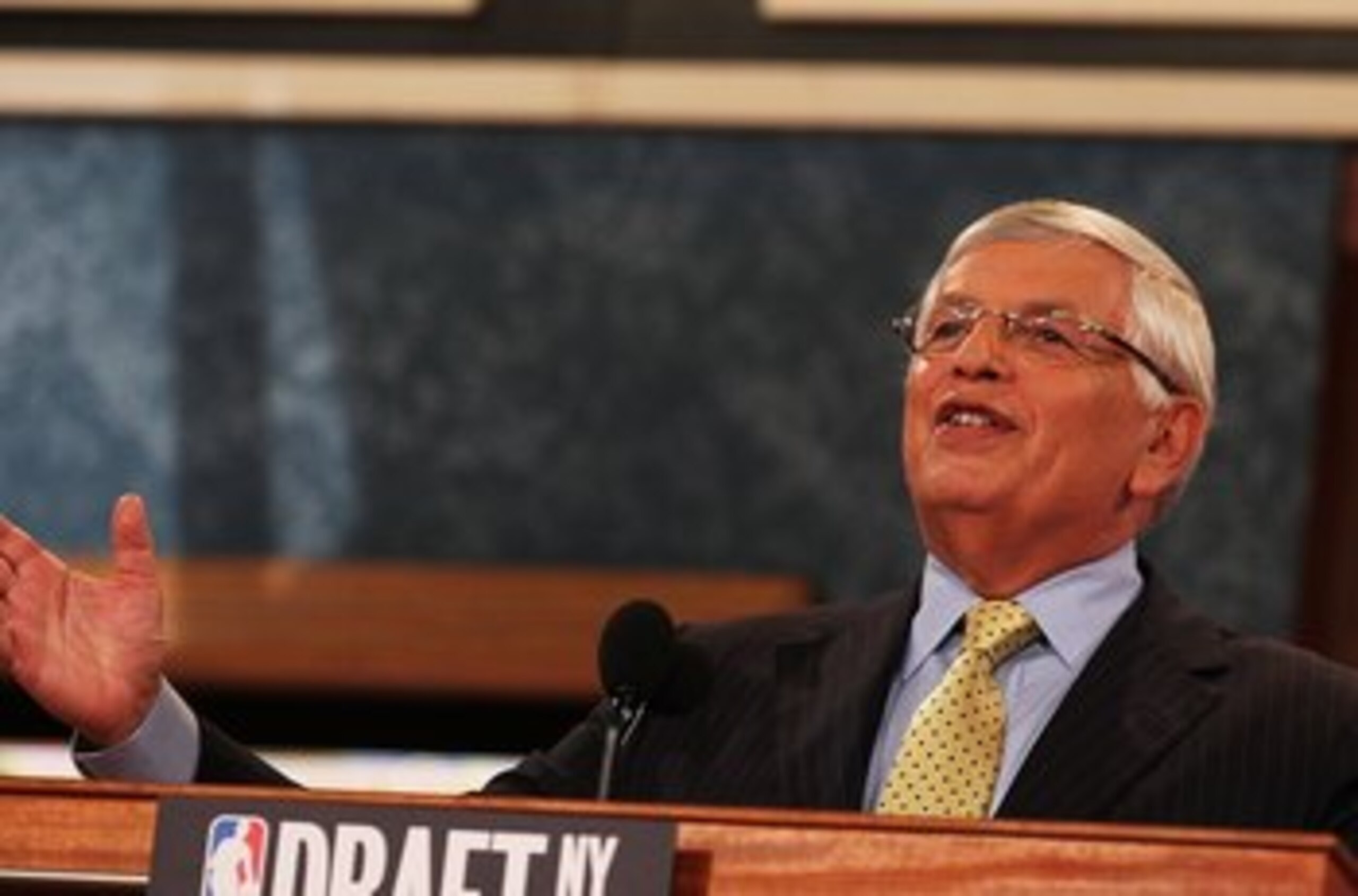 NEW YORK - JUNE 24:  NBA Commisioner David Stern speaks at the NBA Draft at Madison Square Garden on June 24, 2010 in New York, New York.  (Photo by Al Bello/Getty Images)