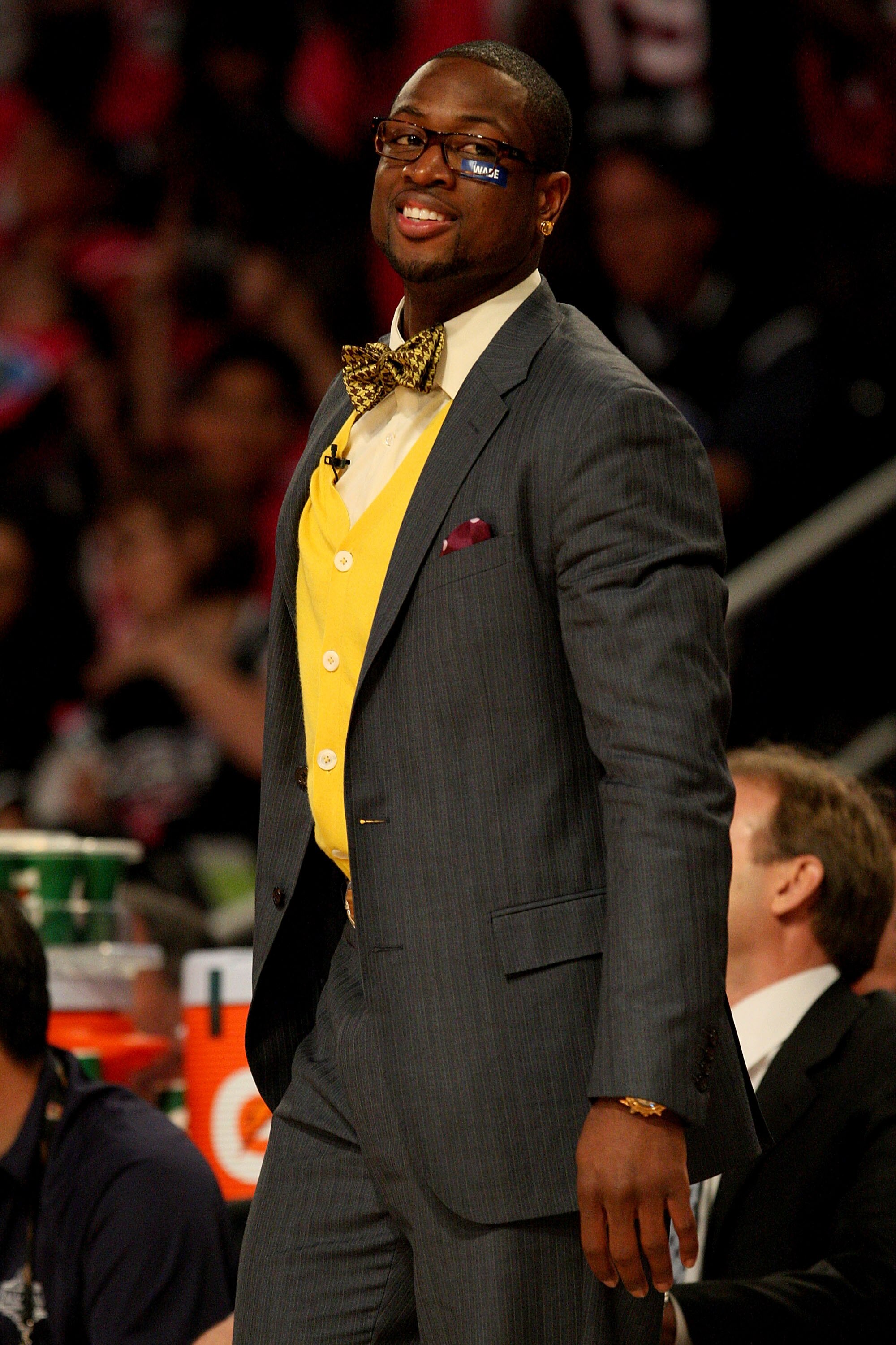 PHOENIX - FEBRUARY 13:  Assistant coach Dwyane Wade of the Rookie team smiles during the T-Mobile Rookie Challenge & Youth Jam part of 2009 NBA All-Star Weekend at US Airways Center on February 13, 2009 in Phoenix, Arizona.  NOTE TO USER: User expressly a