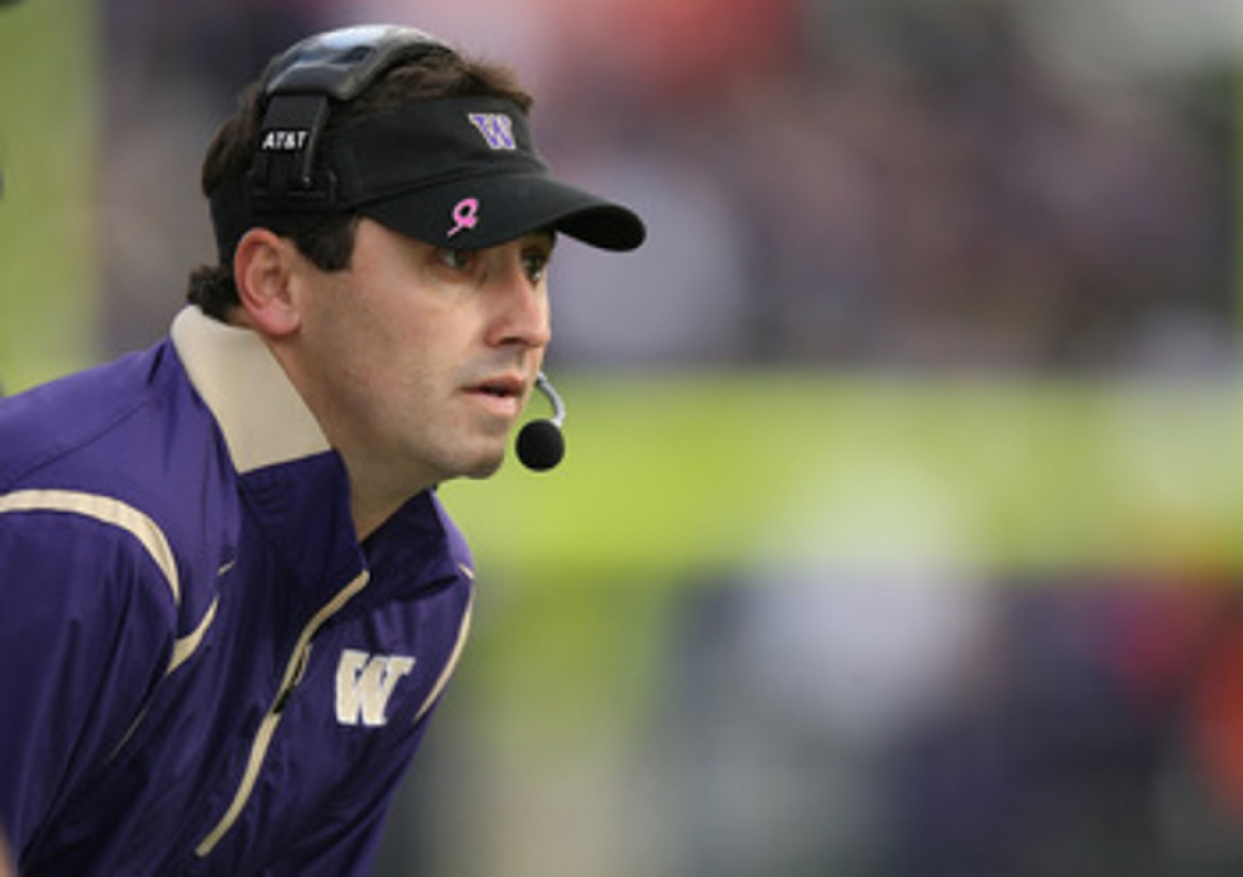 SEATTLE - OCTOBER 24:  Head coach Steve Sarkisian of the Washington Huskies looks on from the sidelines during the game against the Oregon Ducks on October 24, 2009 at Husky Stadium in Seattle, Washington. The Ducks defeated the Huskies 43-19. (Photo by O