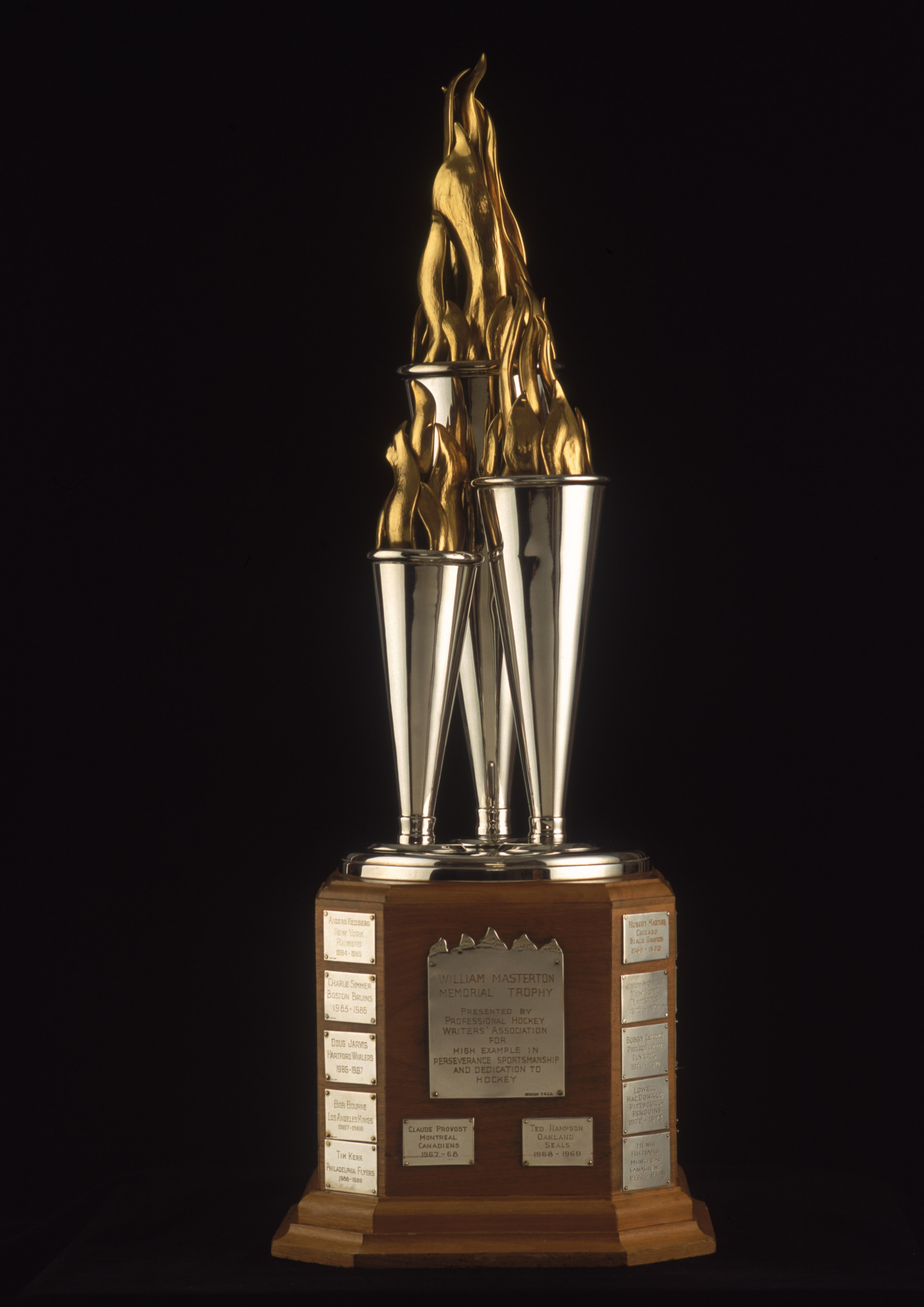 TORONTO - JANUARY 1: The Bill Masterson Memorial Trophy is presented yearly to the player with Qualities of Perseverance and Sportsmanship by the National Hockey League as pictured on January 01, 2001. (Photo by Silva Pecota /Getty Images/NHLI) TORONTO - JANUARY 1: The Bill Masterson Memorial Trophy is presented yearly to the player with Qualities of Perseverance and Sportsmanship by the National Hockey League as pictured on January 01, 2001. (Photo by Silva Pecota /Getty Images/NHLI)