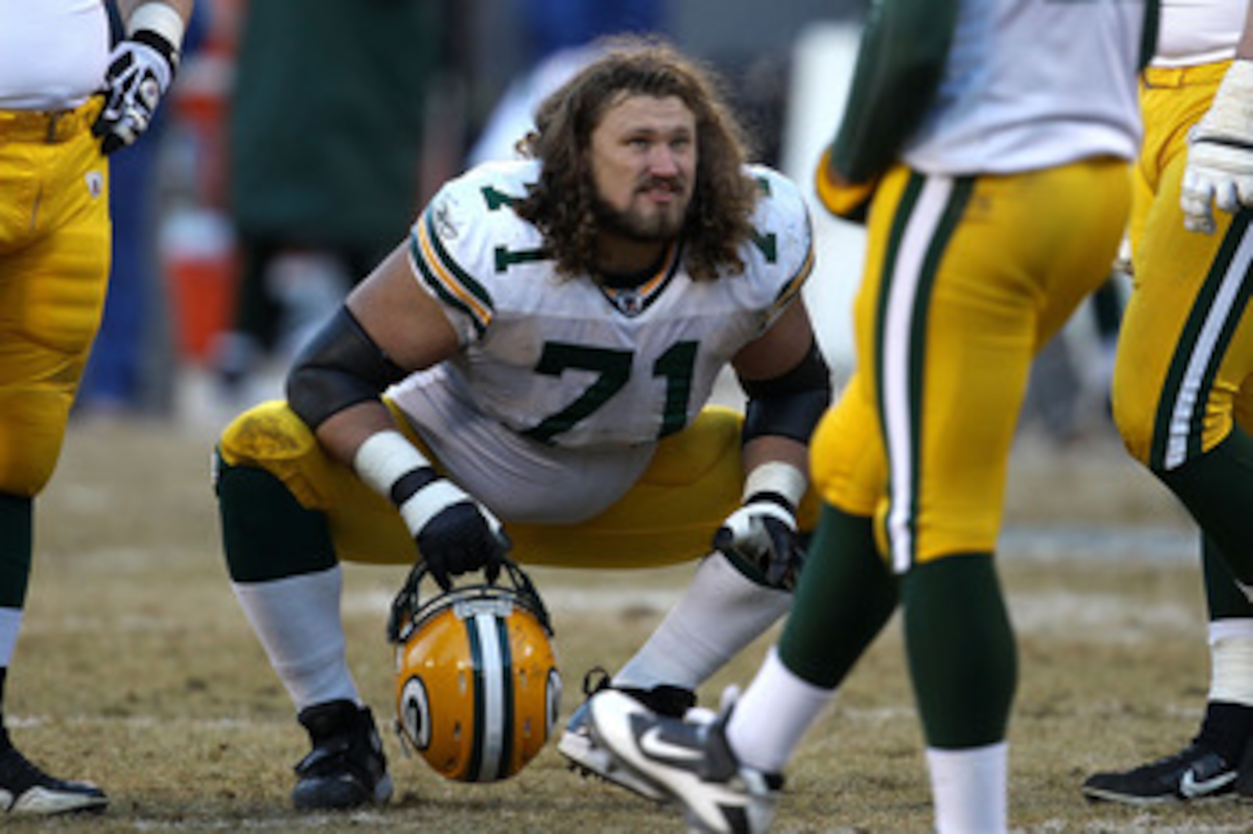 CHICAGO, IL - JANUARY 23:  Josh Sitton #71 of the Green Bay Packers looks on from the field while taking on the Chicago Bears in the NFC Championship Game at Soldier Field on January 23, 2011 in Chicago, Illinois.  (Photo by Jonathan Daniel/Getty Images)
