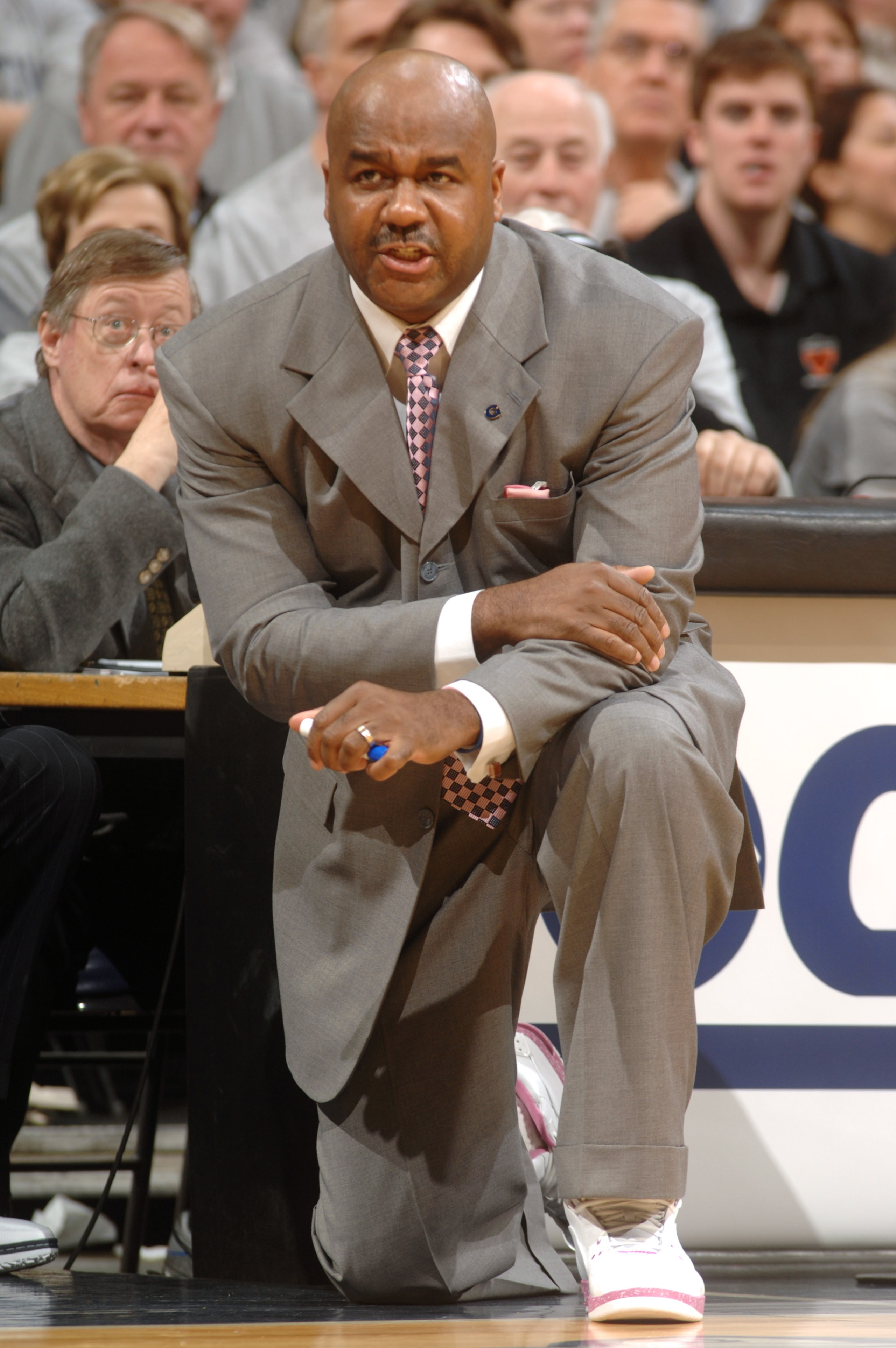 WASHINGTON - JANUARY 30: John Thompson III, head coach of the Georgetown Hoyas, looks on during a college basketball game against the Duke Blue Devils on January 30, 2010 at the Verizon Center in Washington DC. (Photo by Mitchell Layton/Getty Images) WASHINGTON - JANUARY 30: John Thompson III, head coach of the Georgetown Hoyas, looks on during a college basketball game against the Duke Blue Devils on January 30, 2010 at the Verizon Center in Washington DC. (Photo by Mitchell Layton/Getty Images)