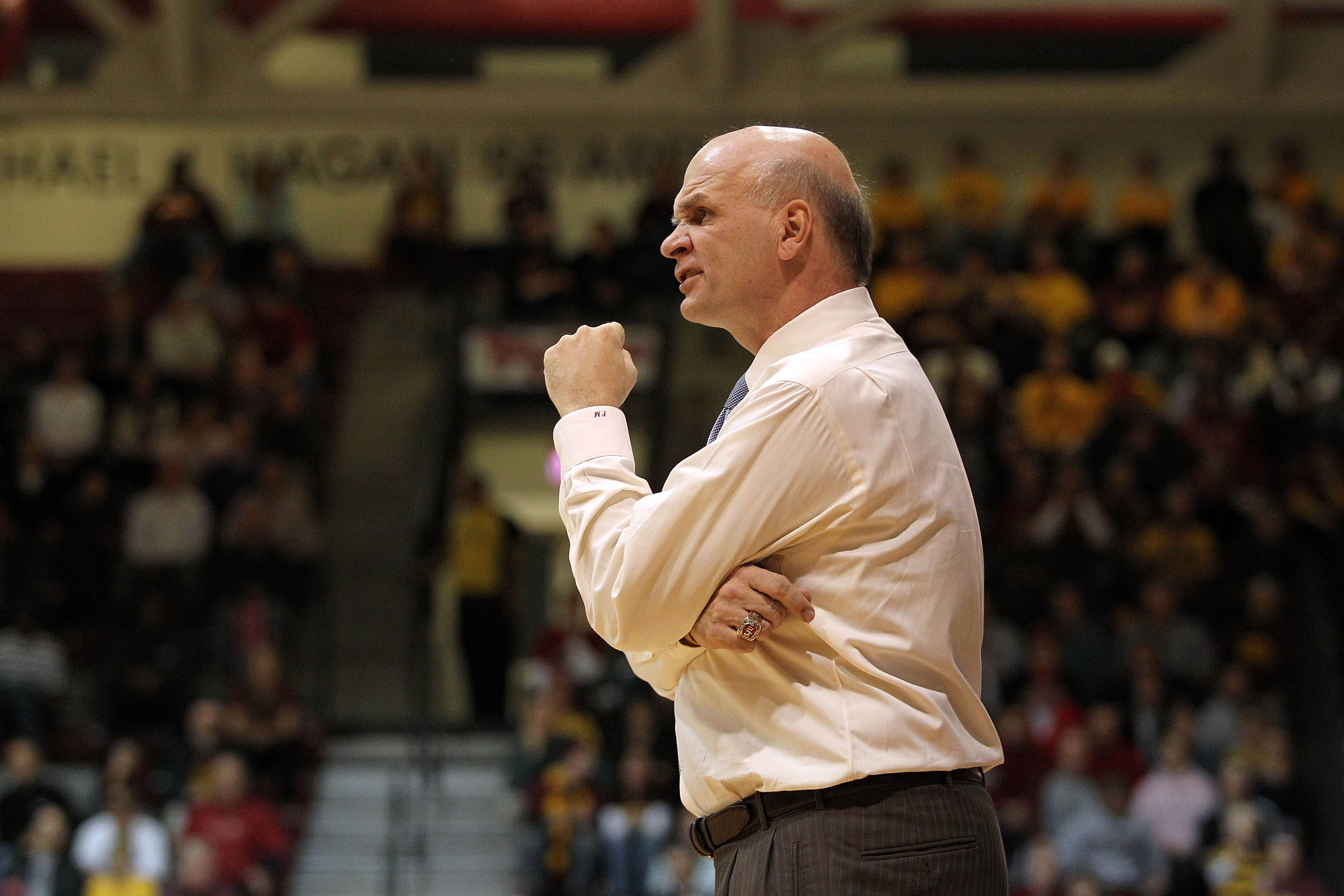 PHILADELPHIA, PA - DECEMBER 08:  Head coach Phil Martelli of the St. Joseph's Hawks against the Minnesota Golden Gophers at Michael J. Hagan Arena on December 8, 2010 in Philadelphia, Pennsylvania.  (Photo by Chris Chambers/Getty Images)