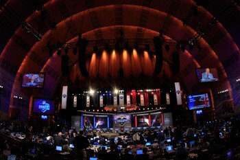 NEW YORK, NY - APRIL 28:  A general view of the Draft stage during the 2011 NFL Draft at Radio City Music Hall on April 28, 2011 in New York City.  (Photo by Chris Trotman/Getty Images)